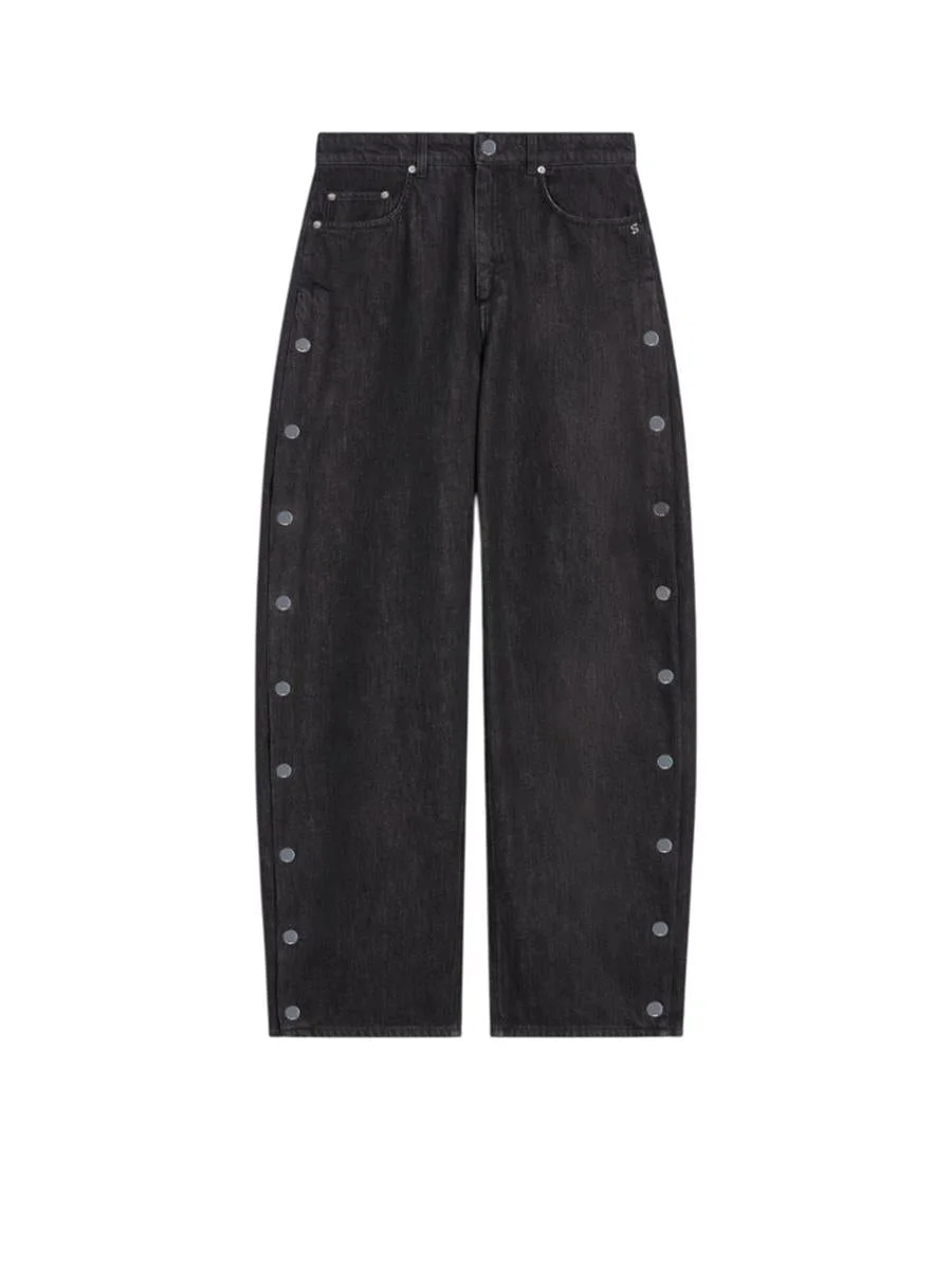 Sportmax Wide-Leg Jeans With Buttons - Black - 1