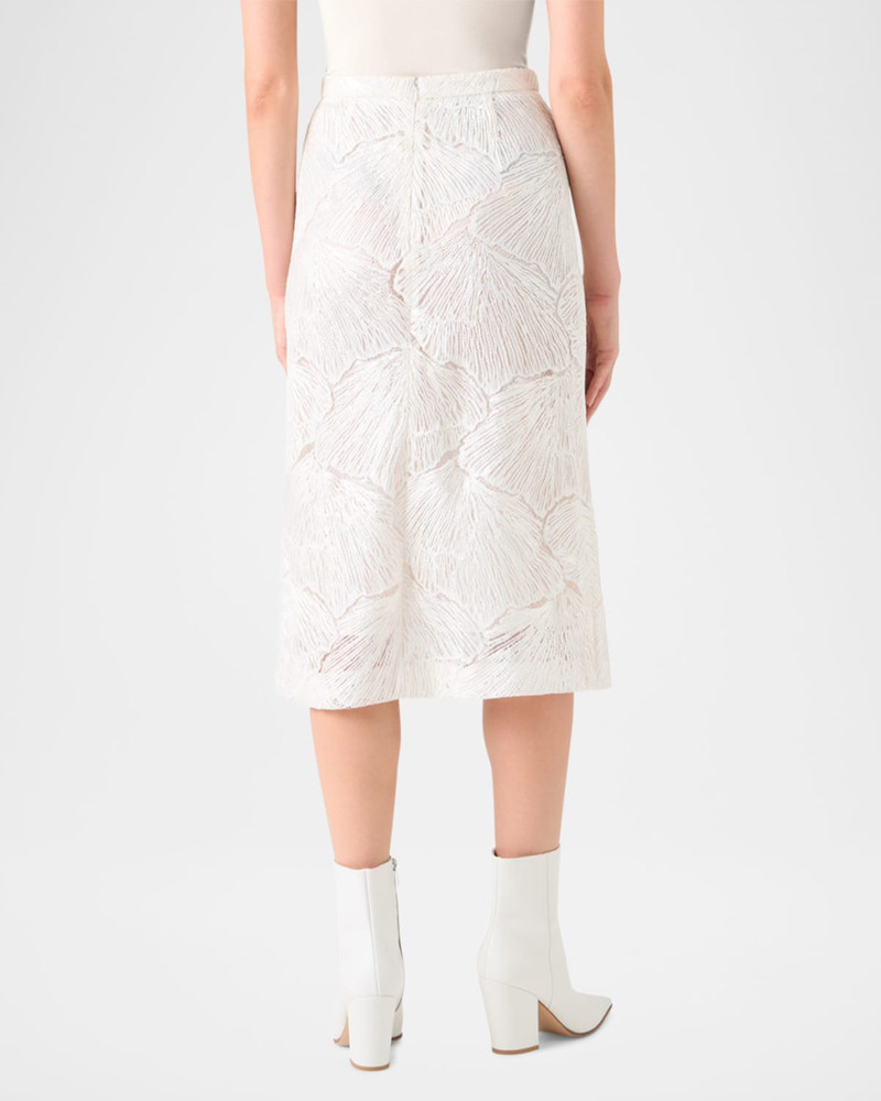 AKRIS Lacquered Techno Sea Fan Lace Midi Skirt outlook