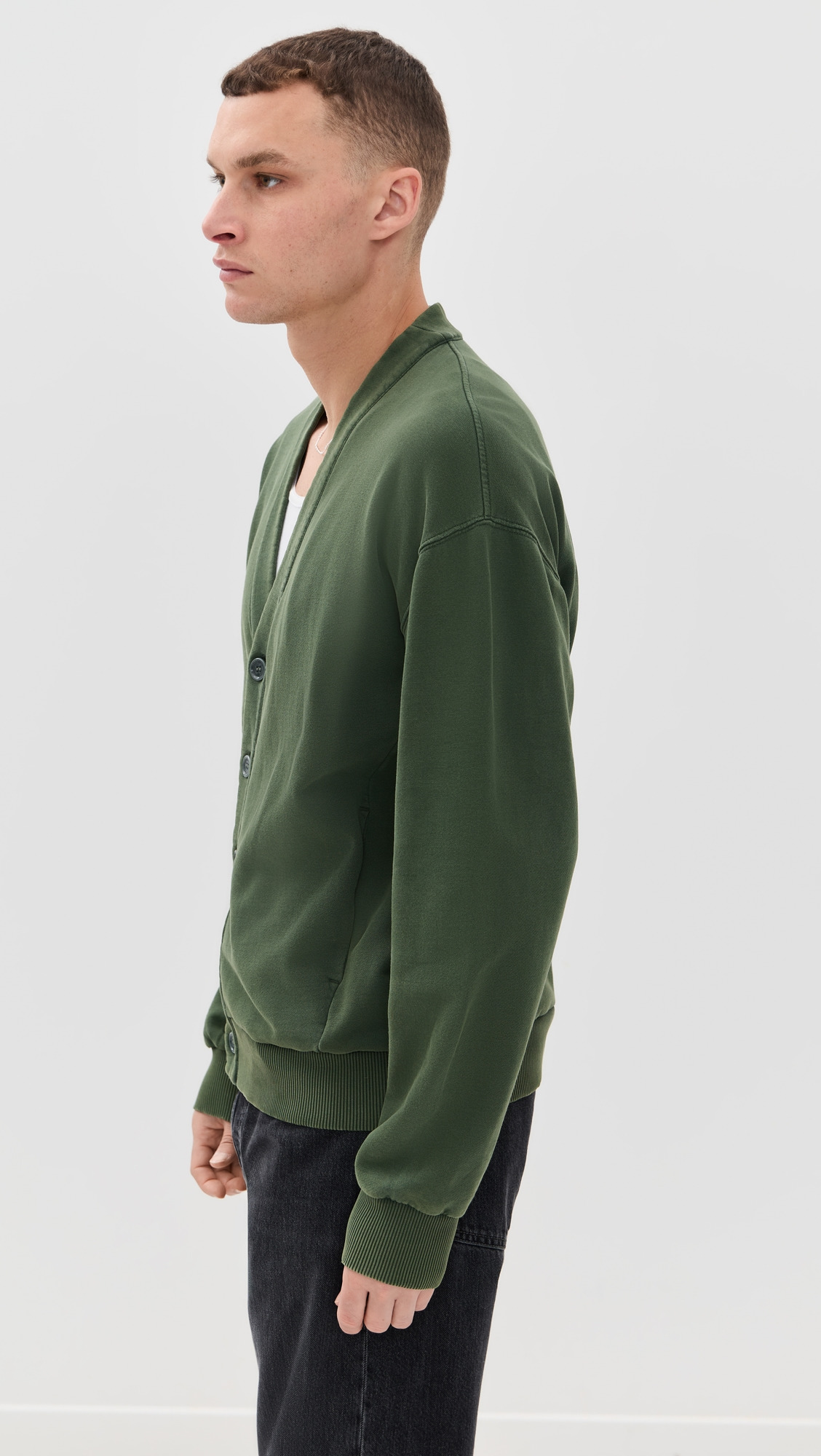 Garment Dye V Neck Cardigan - 3