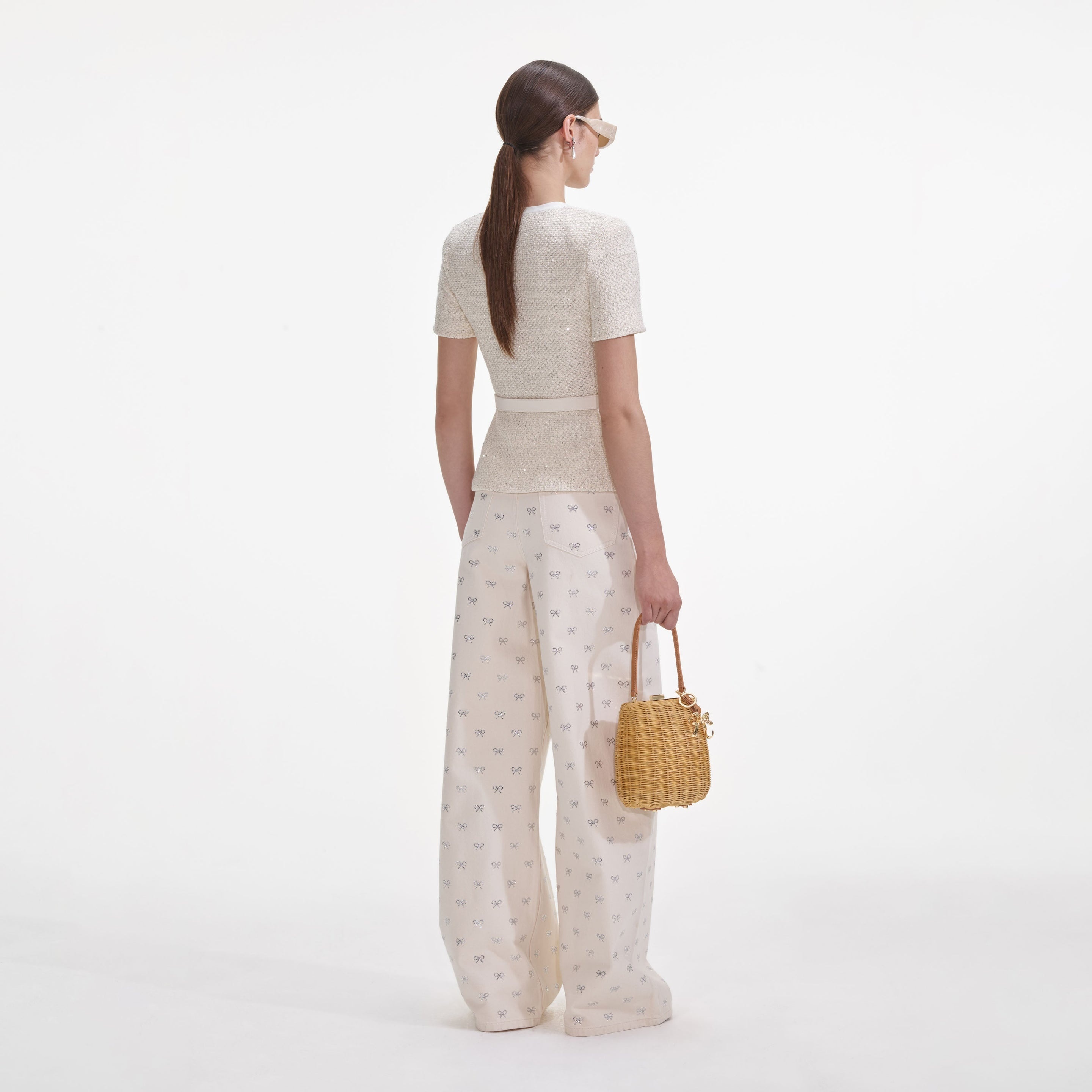 Cream Sequin Knit Top - 3