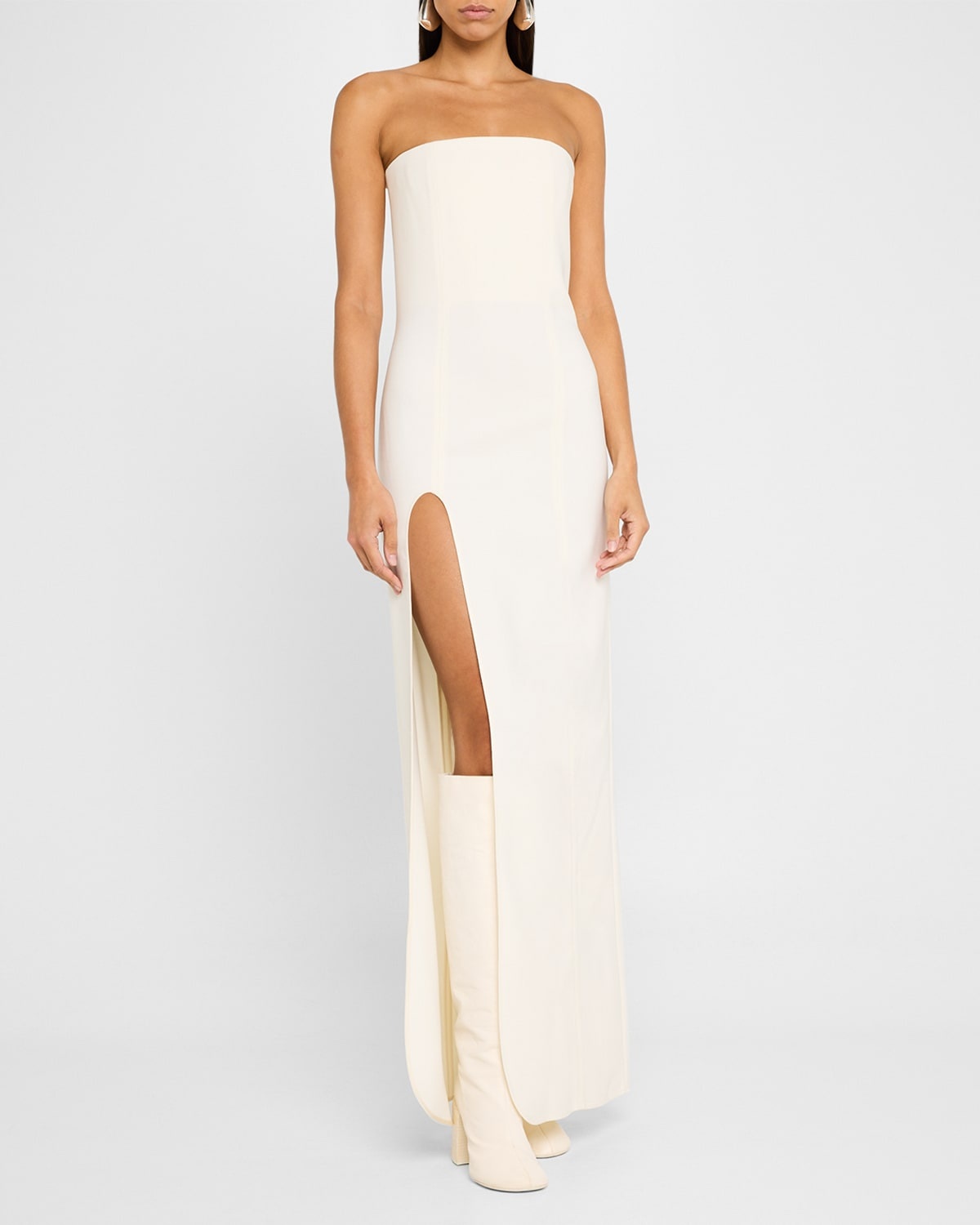 Strapless Slit Bustier Gown - 1