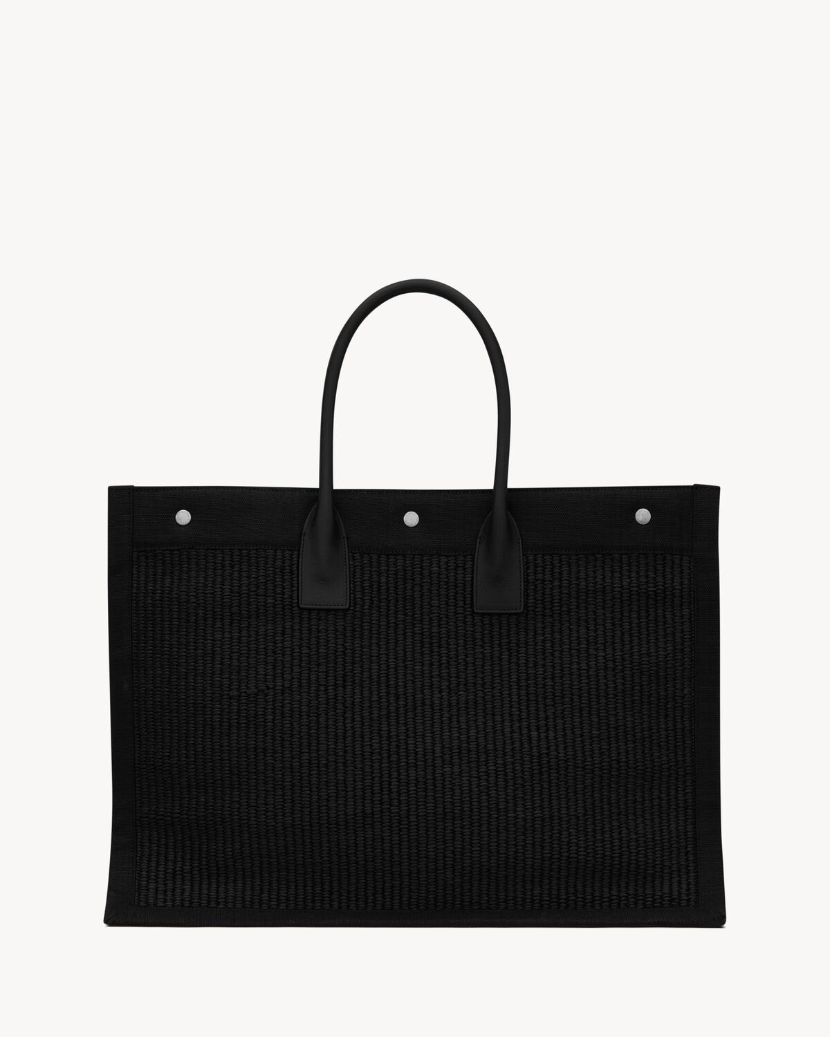 RIVE GAUCHE LARGE TOTE BAG IN EMBROIDERED RAFFIA AND LEATHER - 2