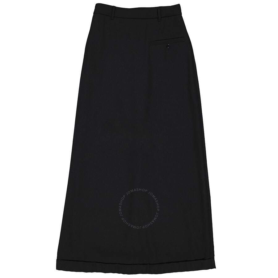 Burberry Black Skirt Panel Wool Wide Leg Trousers - 2