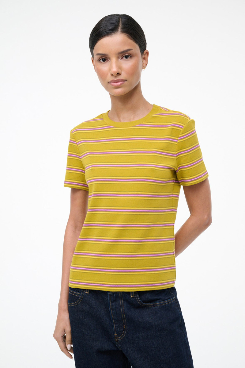STAUD WEEKEND CREW TEE SPECTRUM STRIPE 1