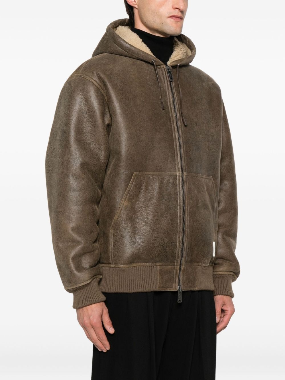 hooded shearling jacket - 3