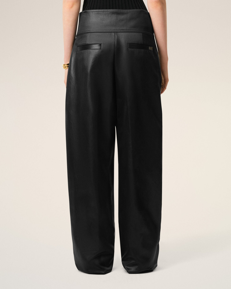 BLACK SATIN BUCKLED BELT TROUSERS 4