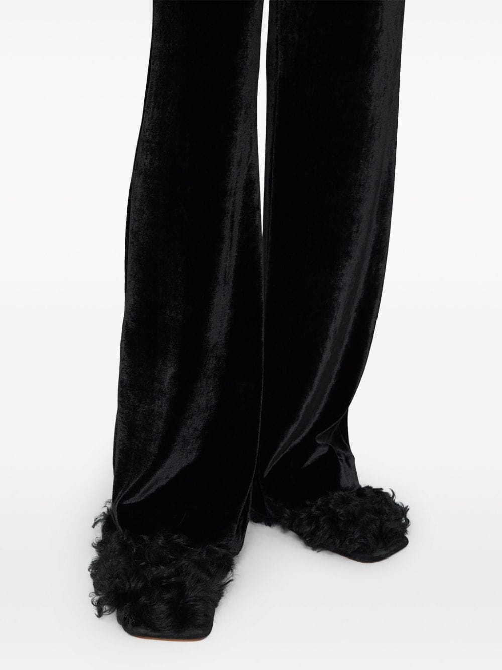 high-waist velvet straight-leg trousers - 5