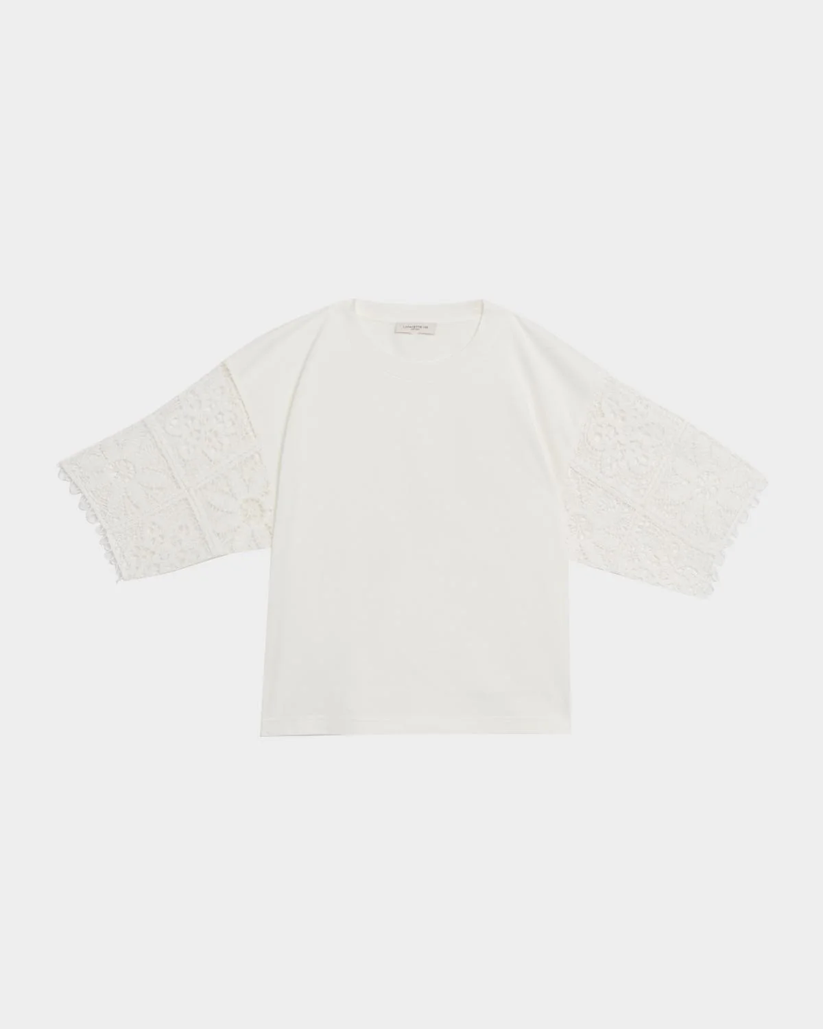 Embroidered-Sleeve Boxy Cotton Top - 1