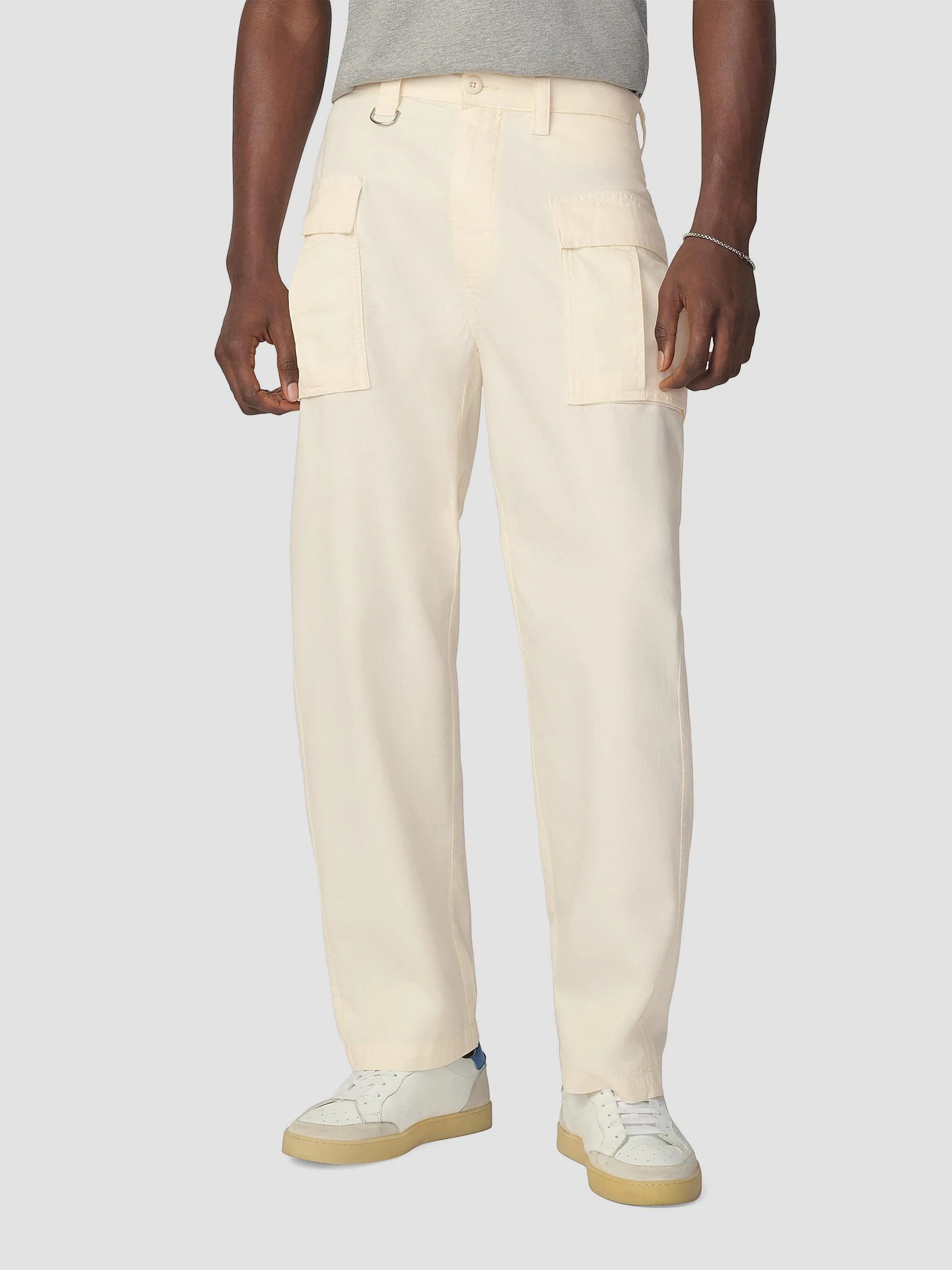 Men's Fatigue Cotton High-Rise Straight-Leg Cargo Pants - Egret - 1