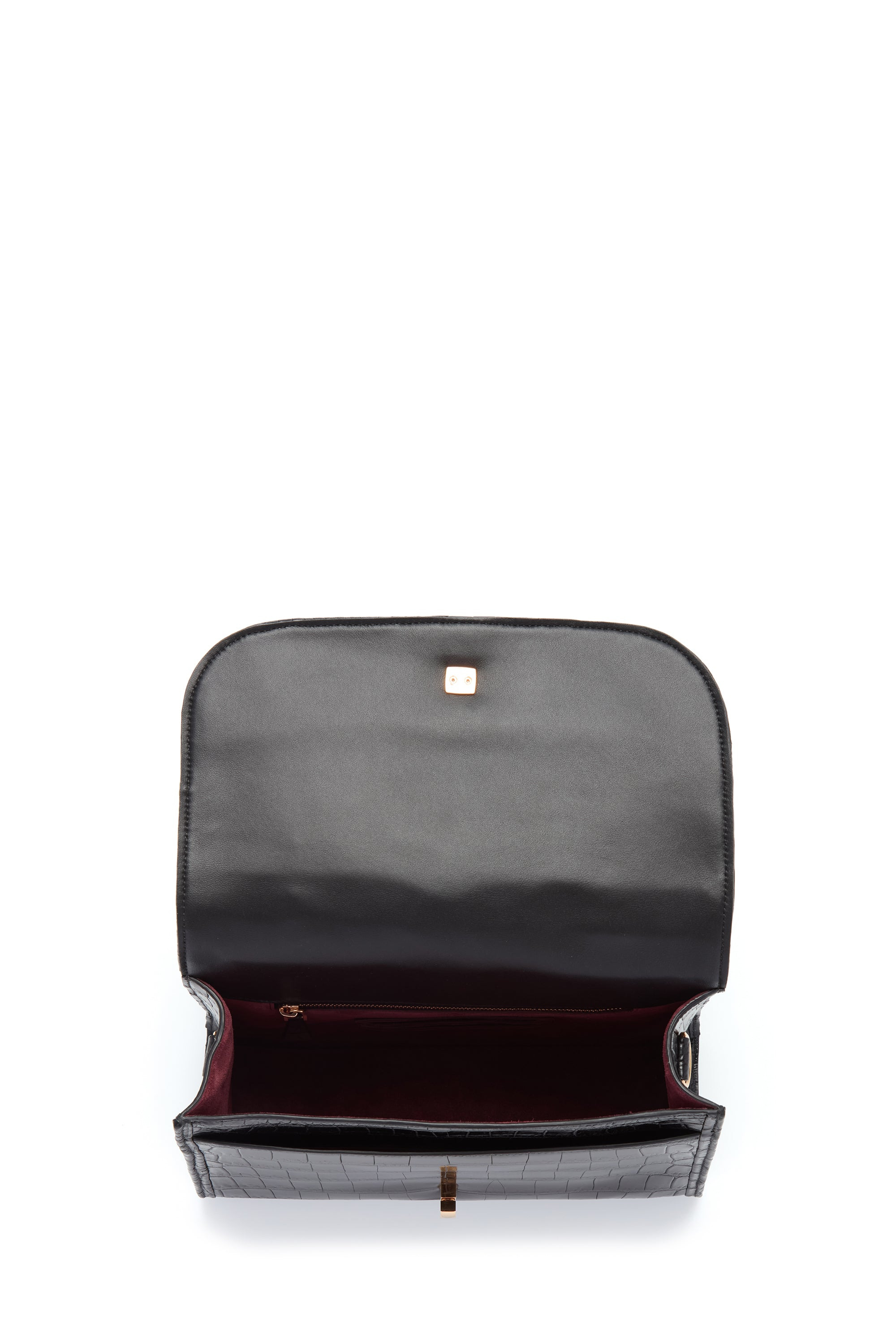 Medium Leonora Flap Bag in Black Crocodile Leather with Sunglasses Pouch - 6
