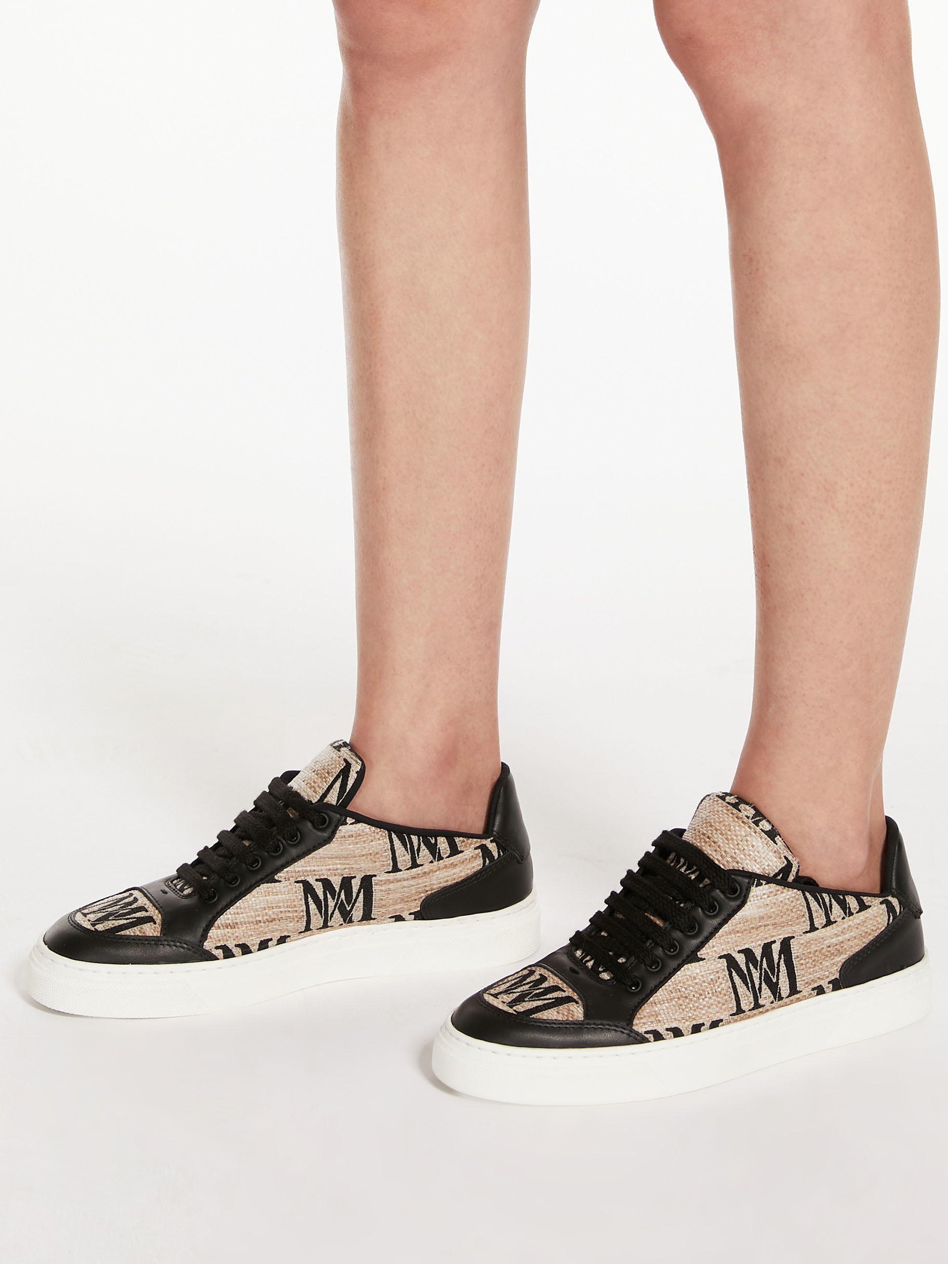 LOGOCITY Jacquard raffia-effect fabric trainers - 6