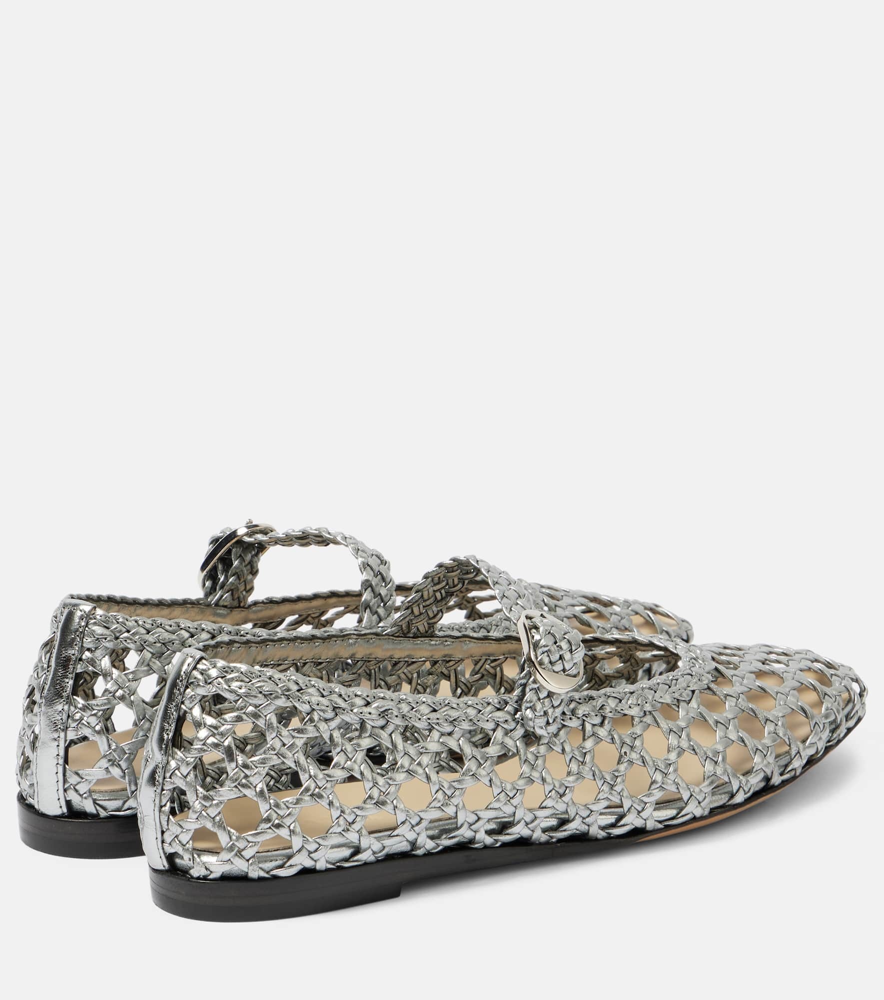 Woven leather Mary Jane flats - 2