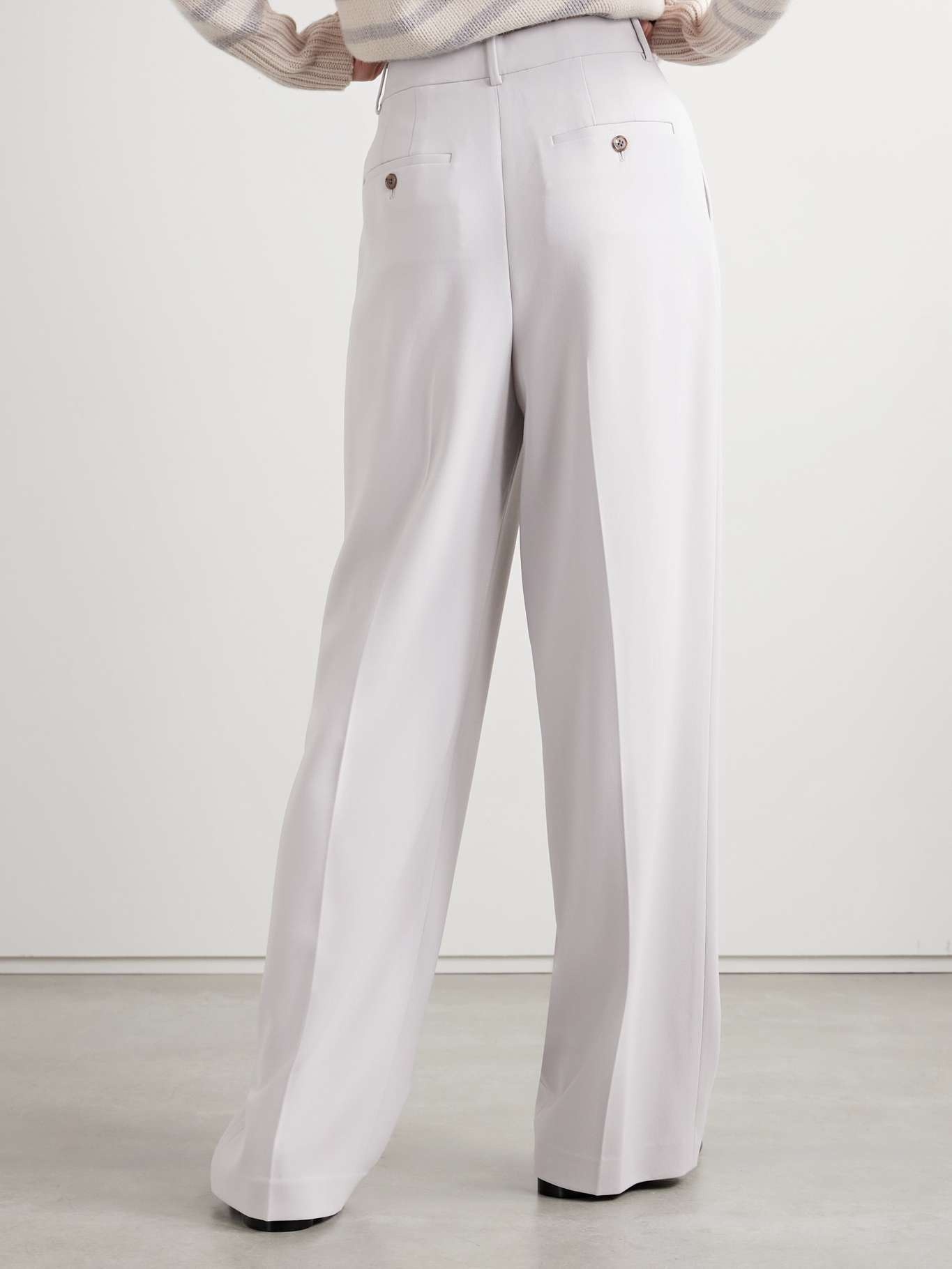 Pleated crepe wide-leg pants Light gray - 4