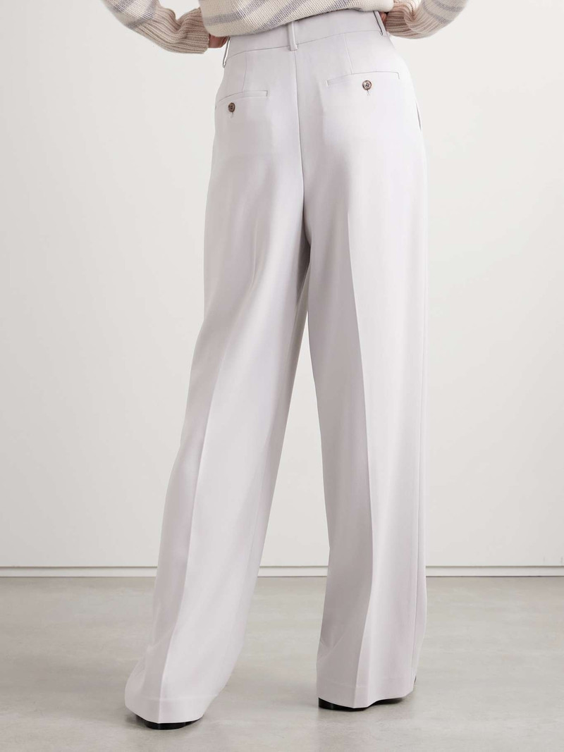 Pleated crepe wide-leg pants Light gray 4