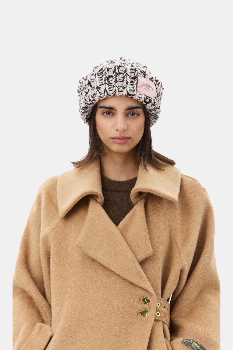 GANNI PINK WOOL HANDKNIT BEANIE outlook