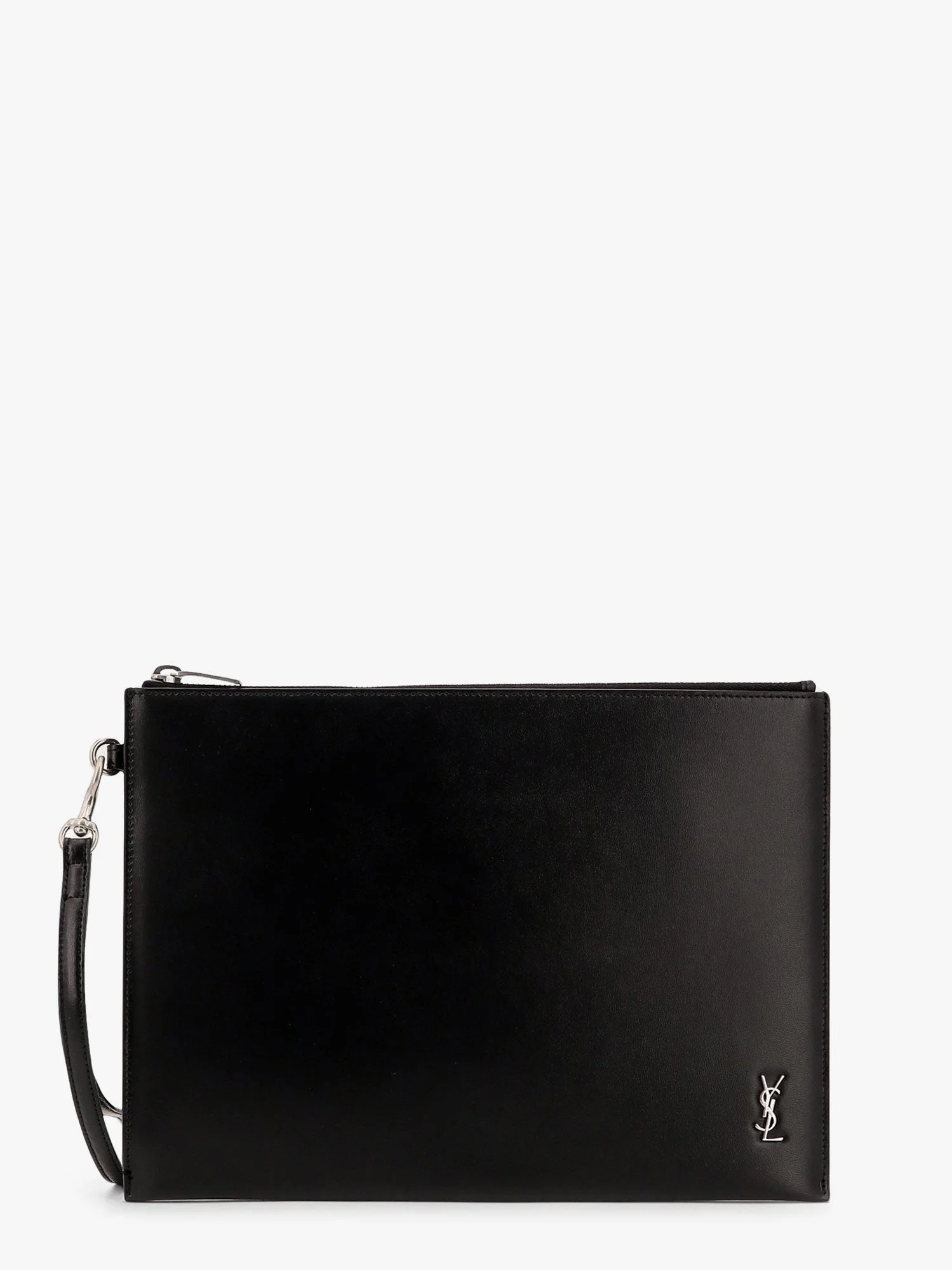 Saint Laurent Leather Clutch With Monogram Detail - 1