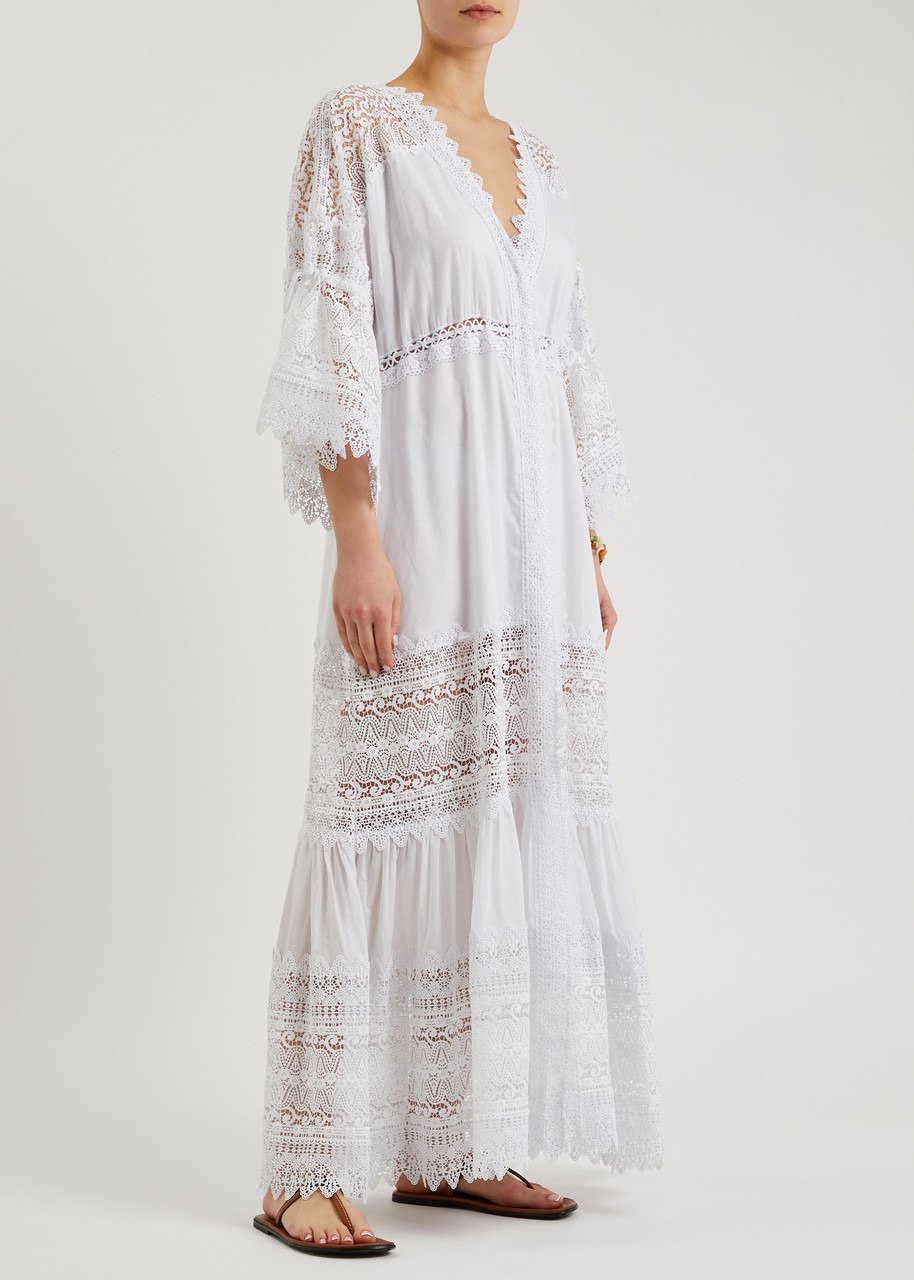 Margherita lace-trimmed cotton-blend maxi dress - 2