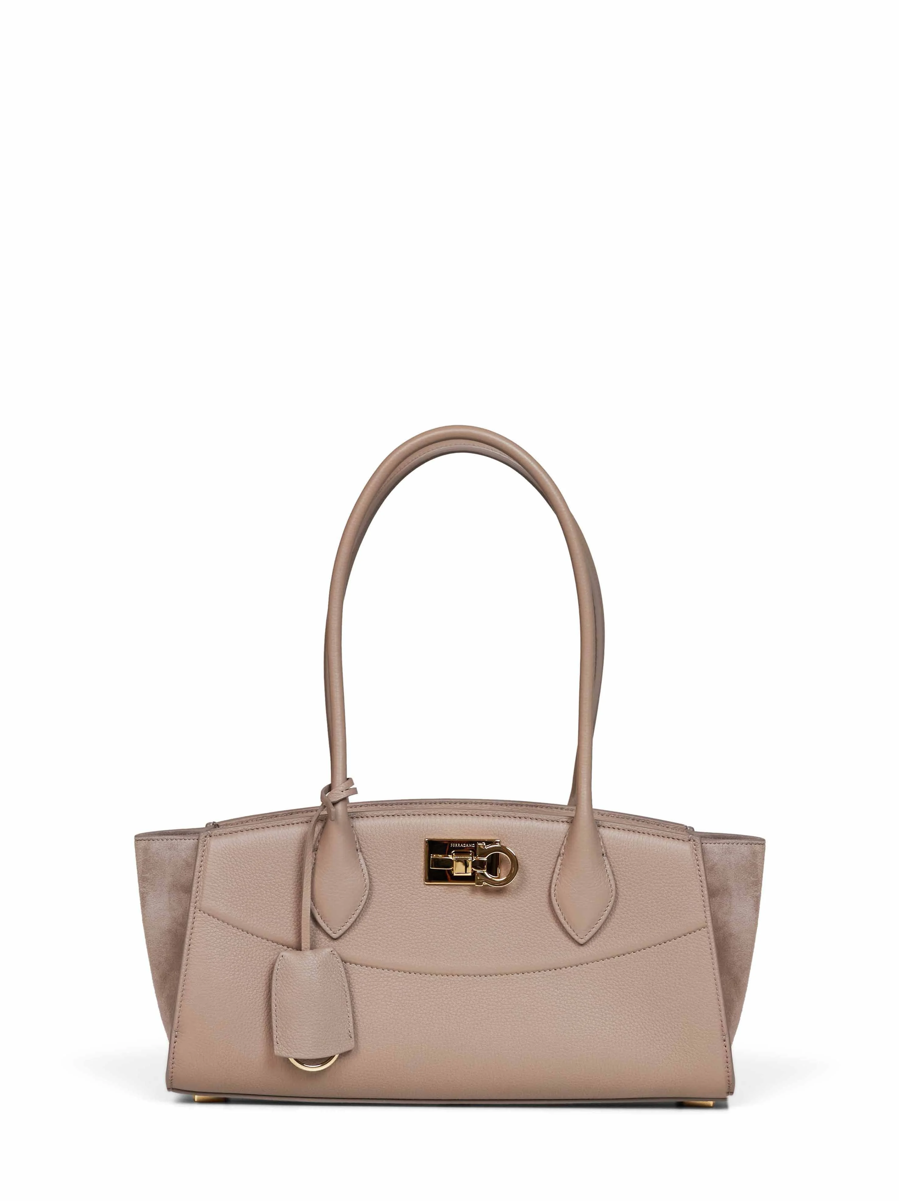 Taupe New Ferragamo Studio soft bag East West (M) handbag - 1