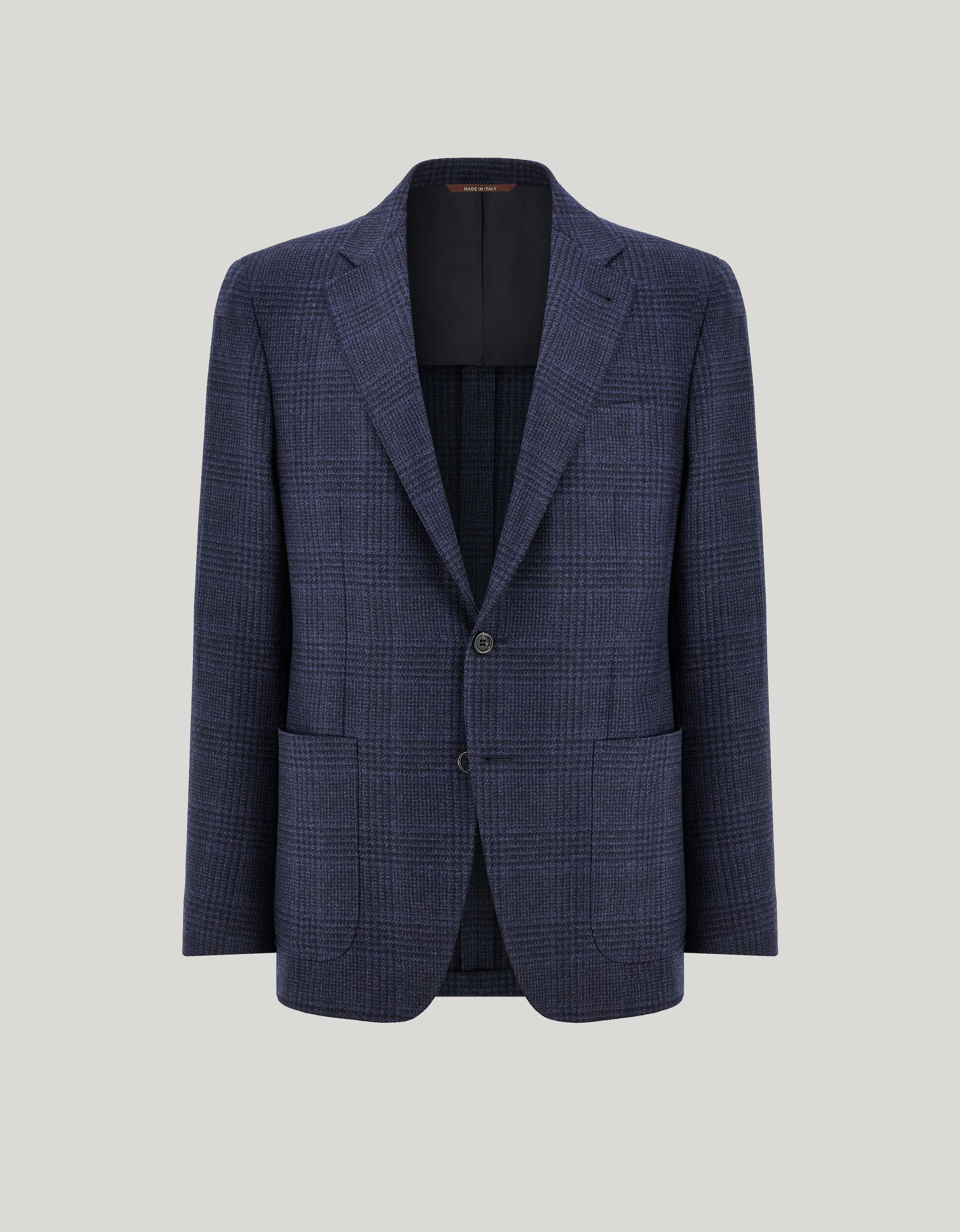 BLUE PRINCE OF WALES WOOL MODERN-FIT KEI JACKET - 1