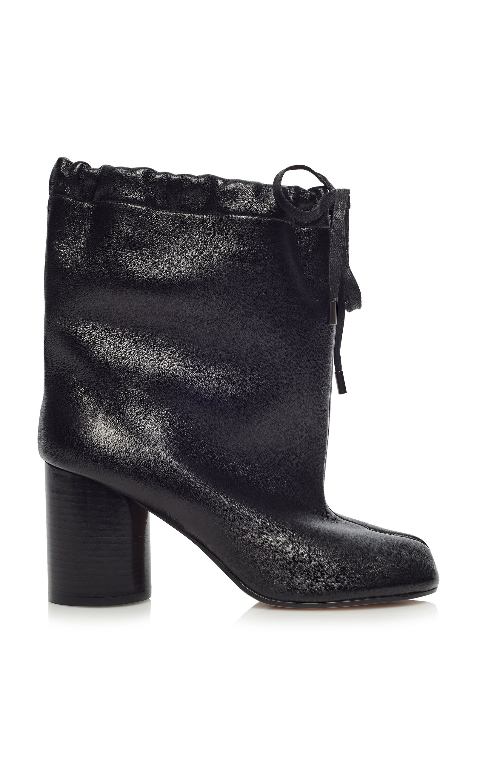 Tabi Drawstring Leather Ankle Boots black - 1