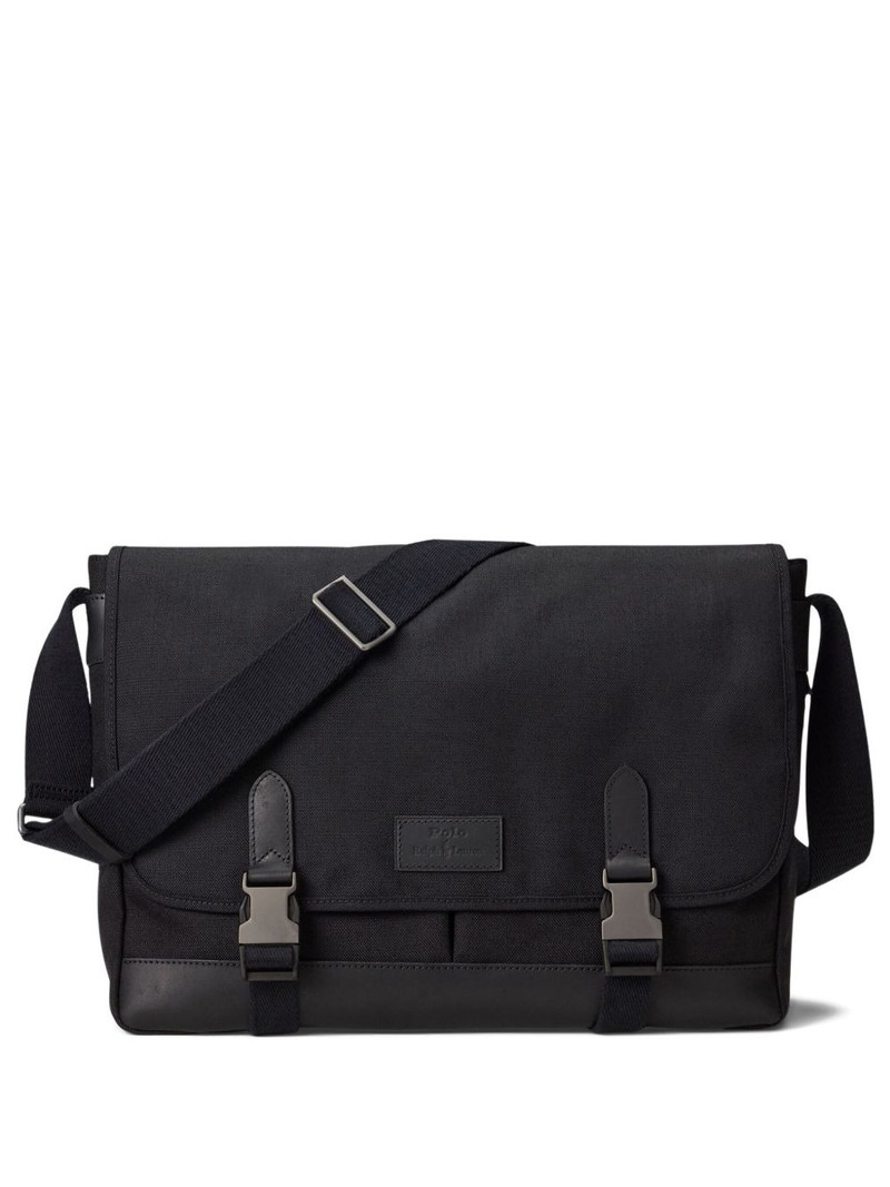 leather-trimmed messenger bag 1