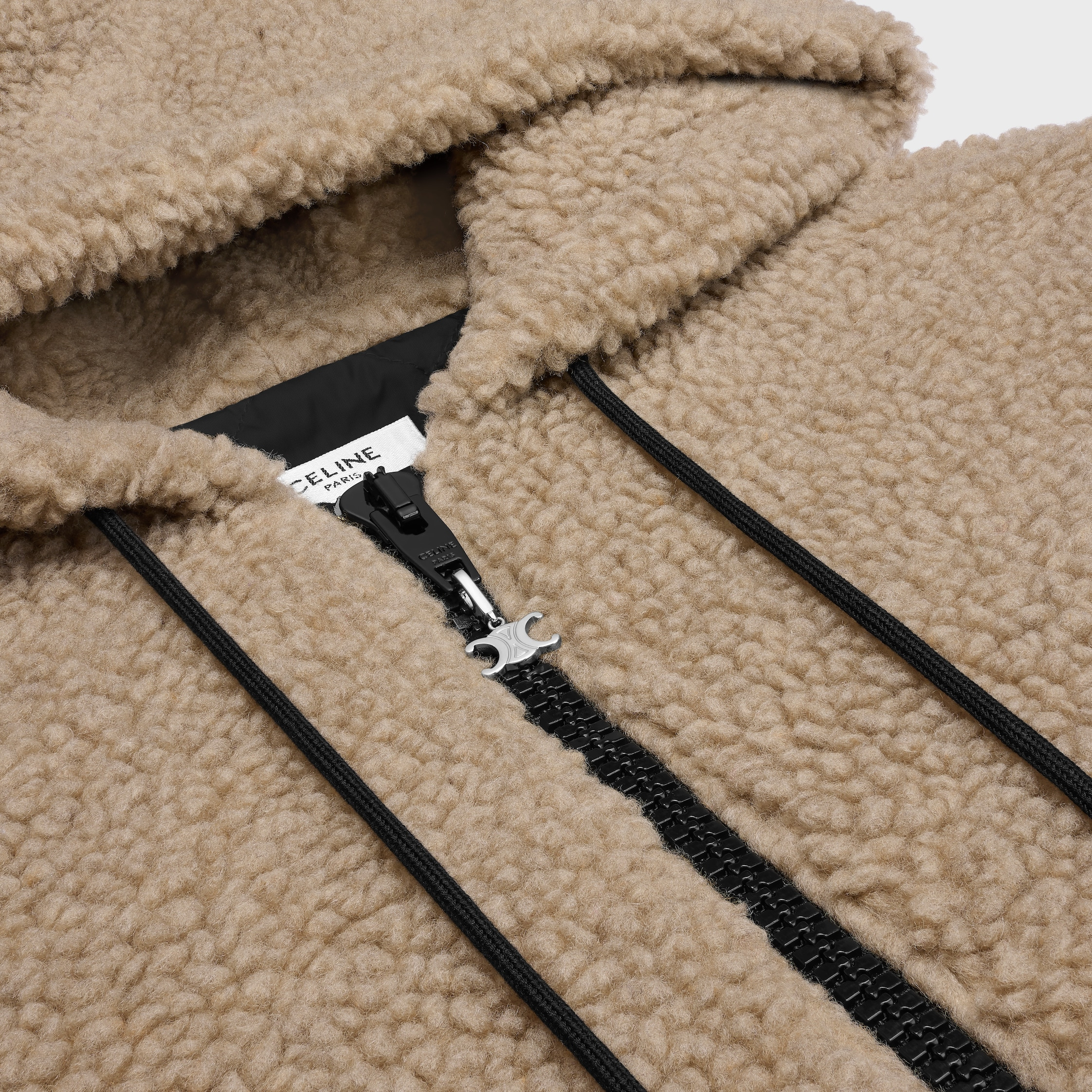 hooded jacket IN WOOL AND COTTON FLEECE - 3