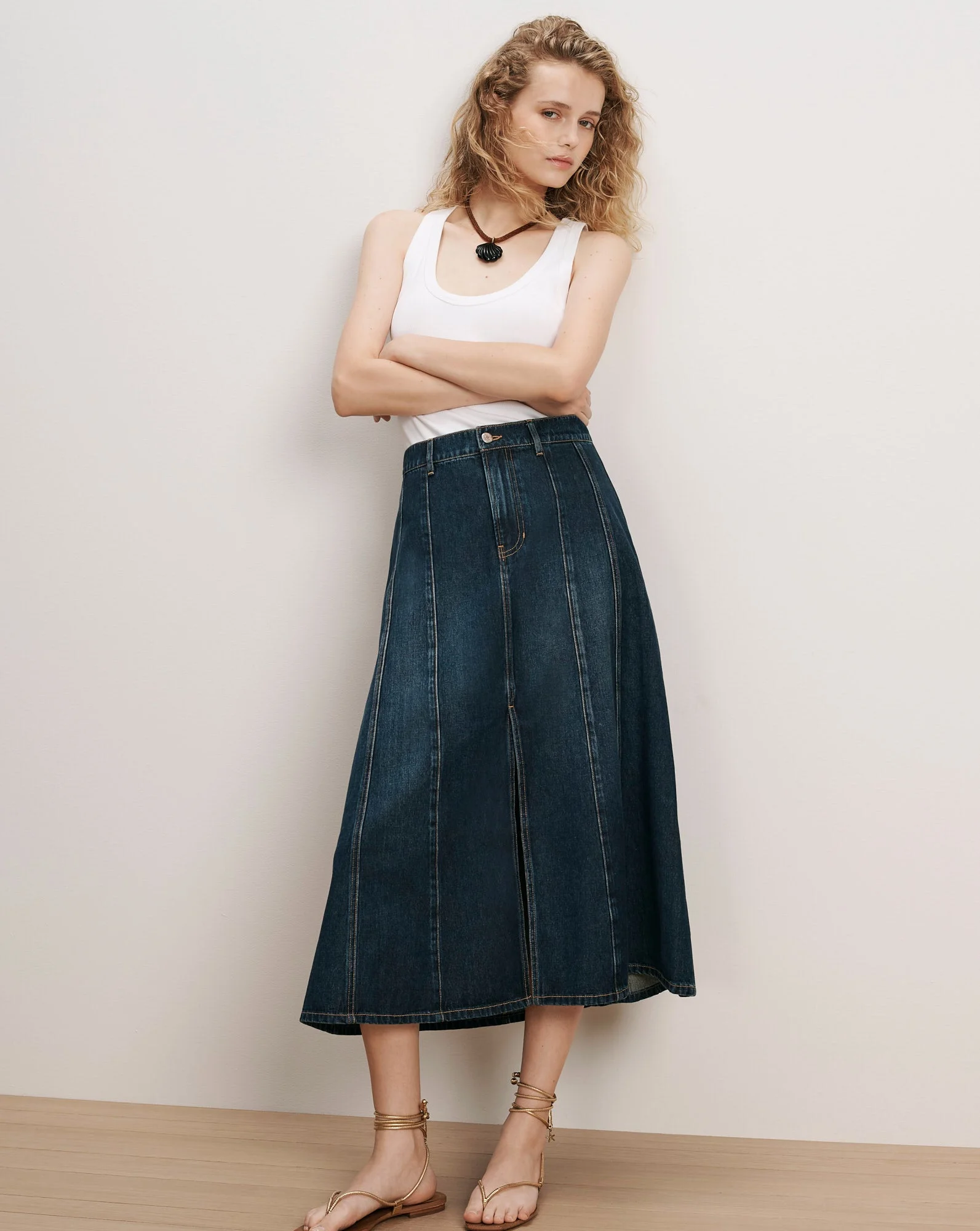 NASREEN DENIM MIDI SKIRT - 1