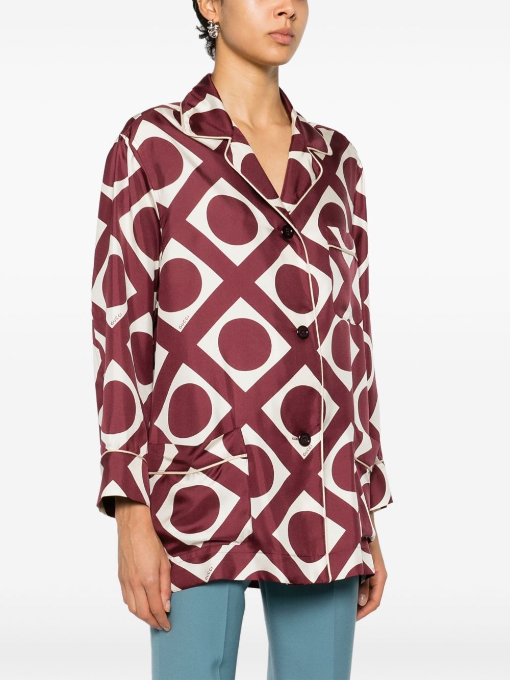 contrasting-trim graphic-print shirt - 3