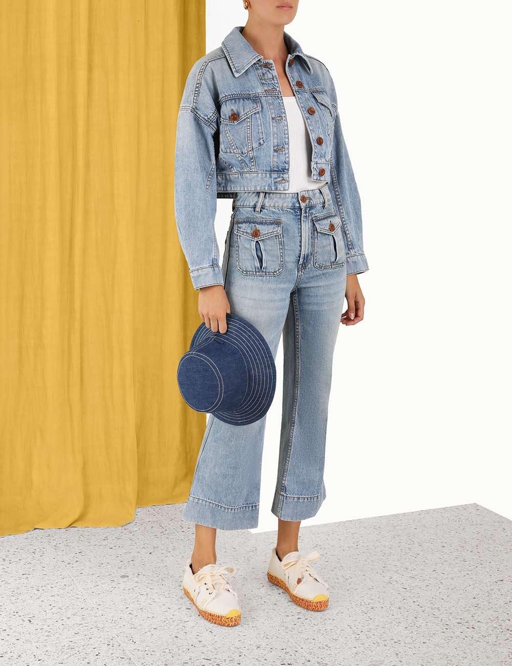 Zimmermann RAIE CROPPED DENIM JACKET | REVERSIBLE