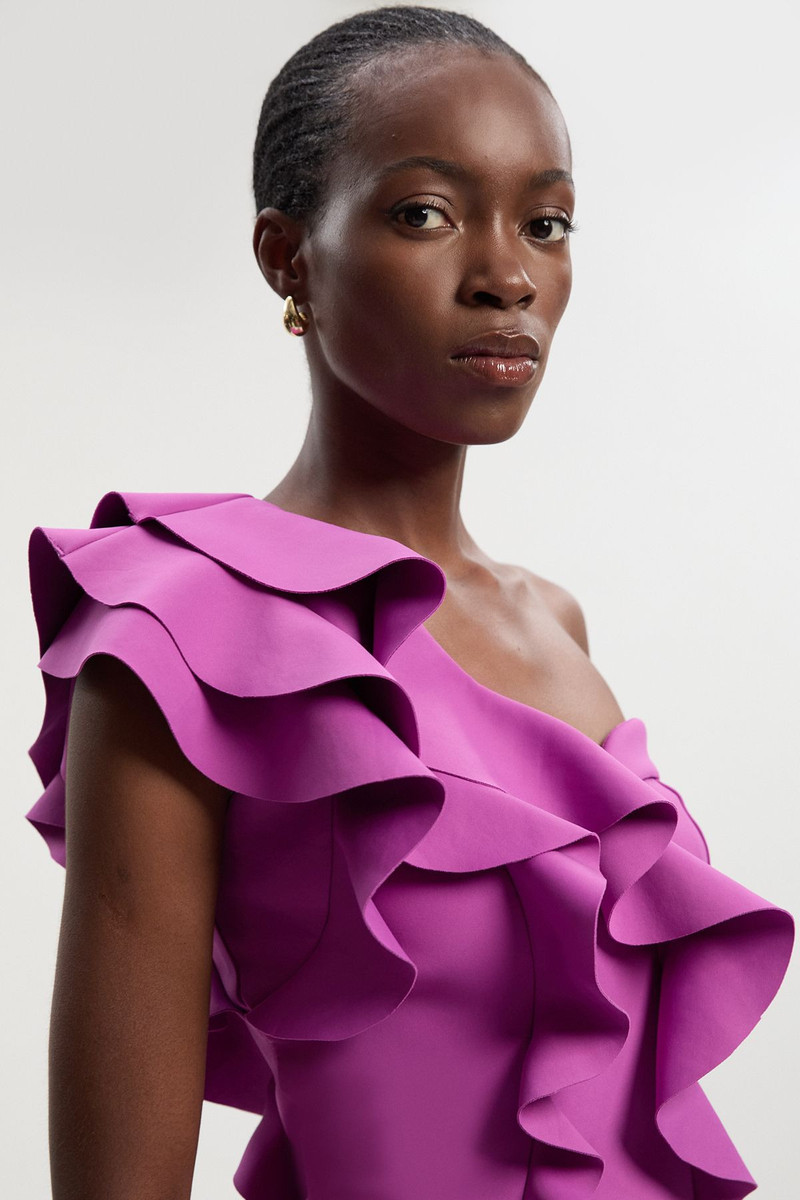 Scuba Draped Ruffle Woven Corset Top 1