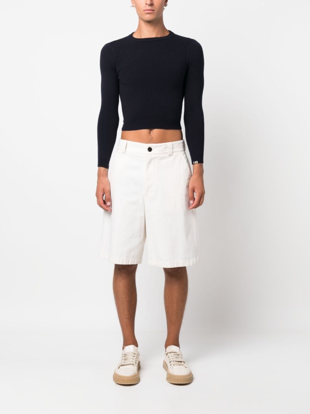 fine-knit cropped jumper - 3