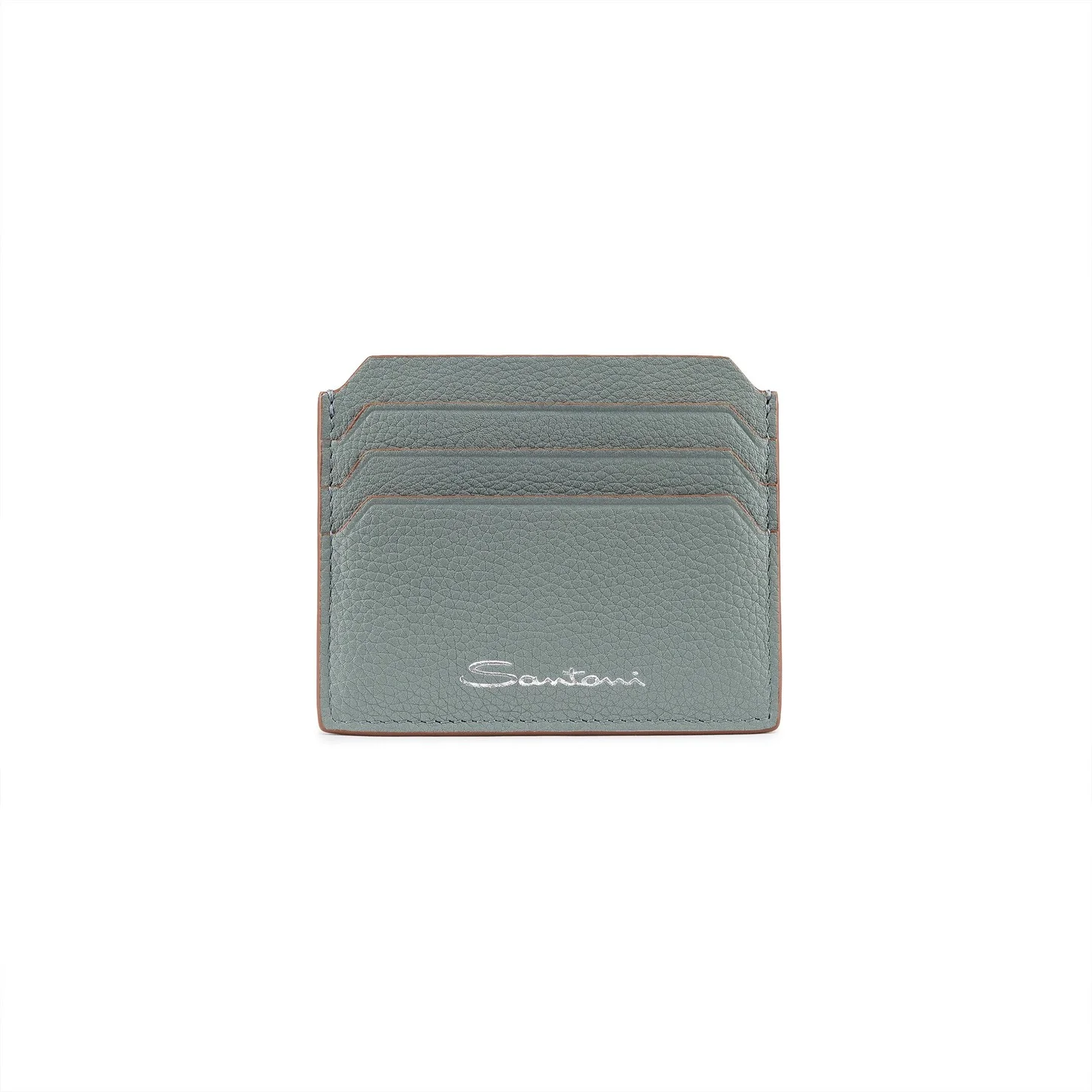 Light blue tumbled leather credit card holder - 1