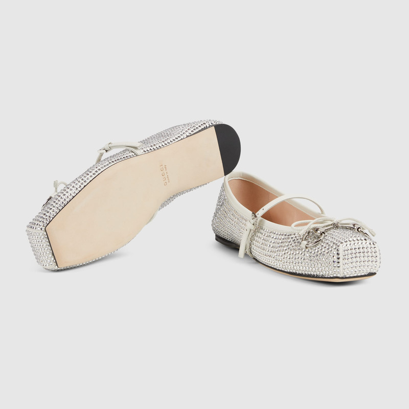 Women's crystal Gucci Horsebit ballet flat 7
