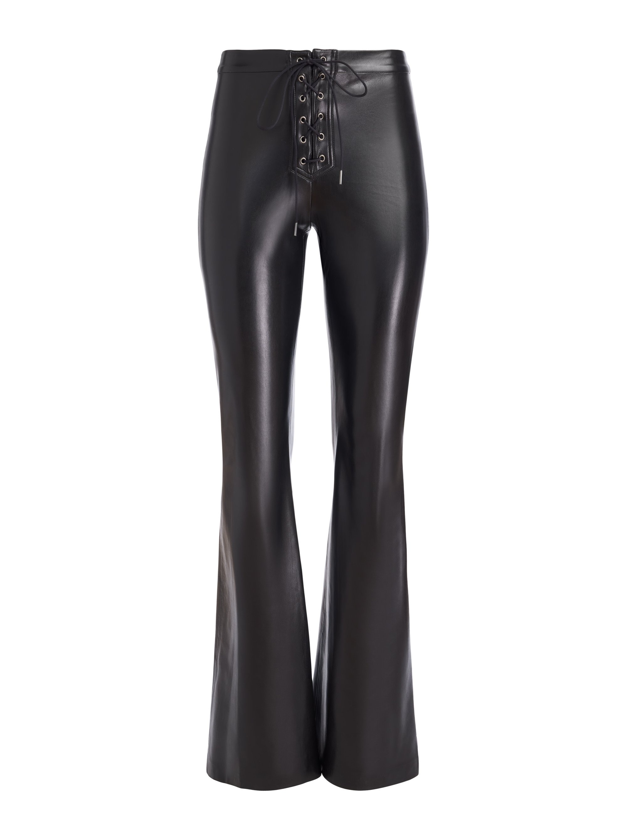 RAVYN VEGAN LEATHER LACE UP BOOTCUT PANT - 1