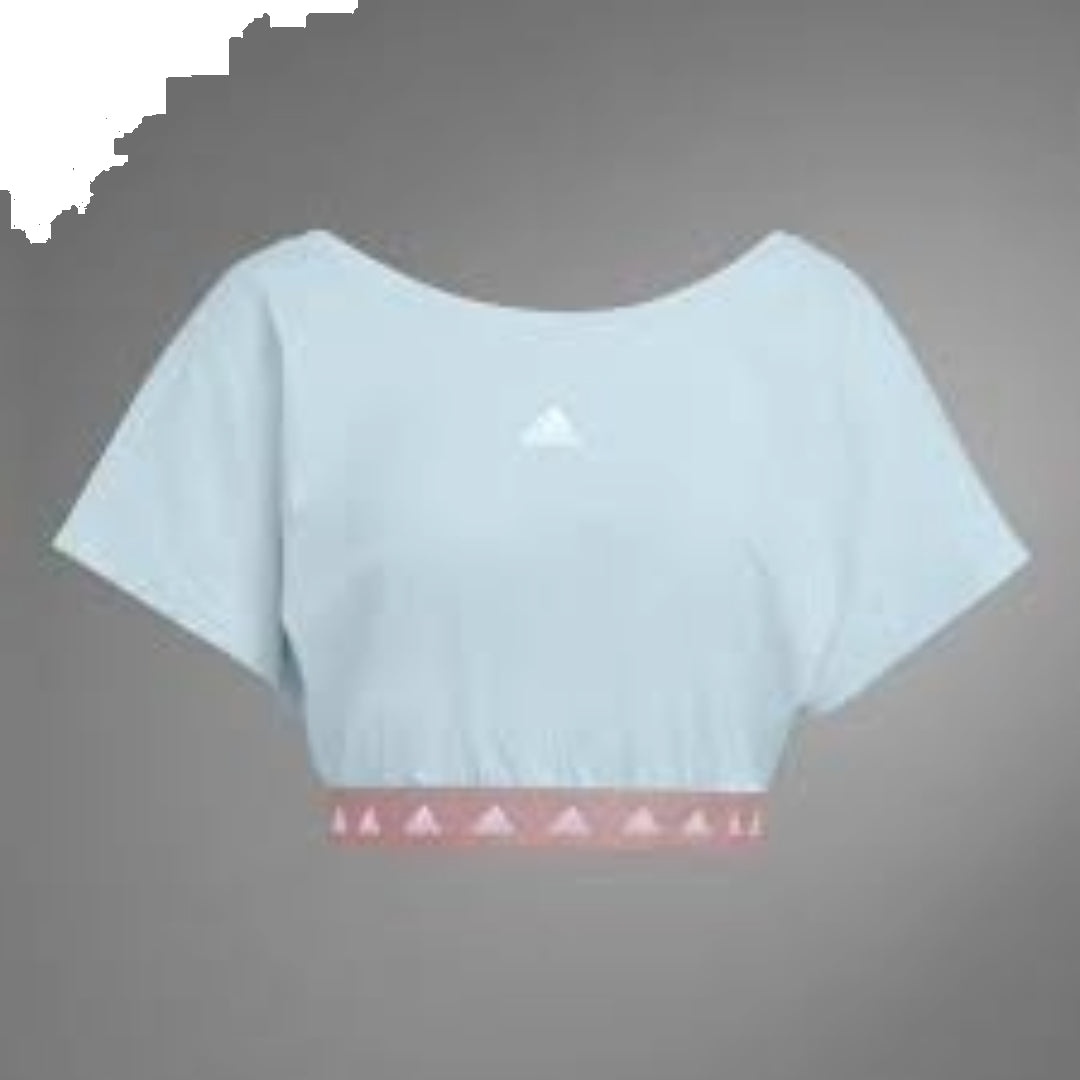 (WMNS) adidas Hyperglam Cropped Cotton T-Shirt Asia Sizing 'Blue' HZ9666 - 1