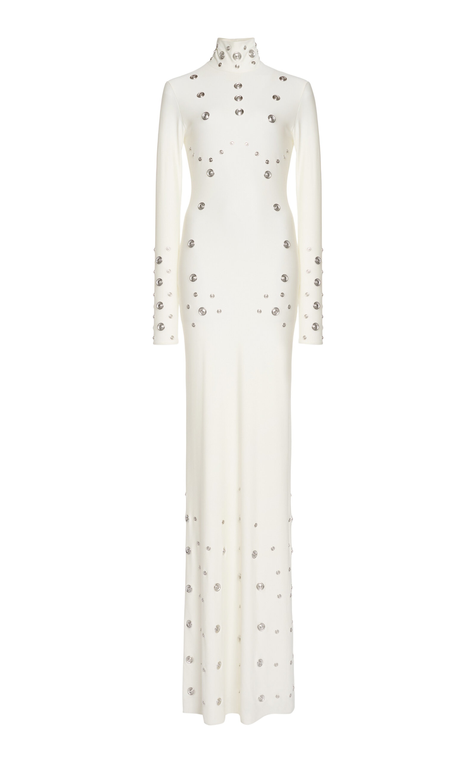 Snap-Embellished Spandex Maxi Dress white - 1