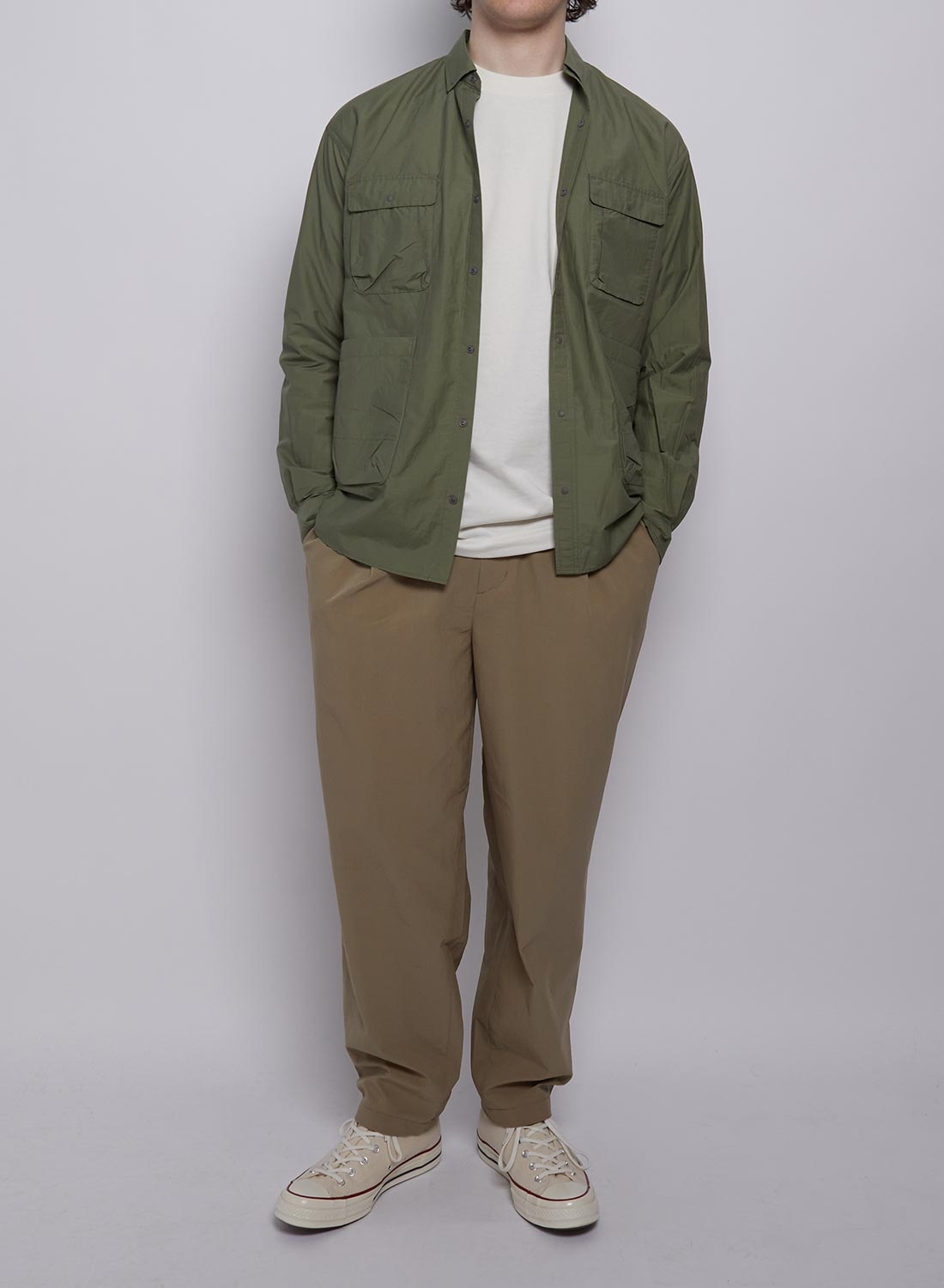 Nanga Air Cloth Comfy Tuck Tapered Pants in Beige - 3