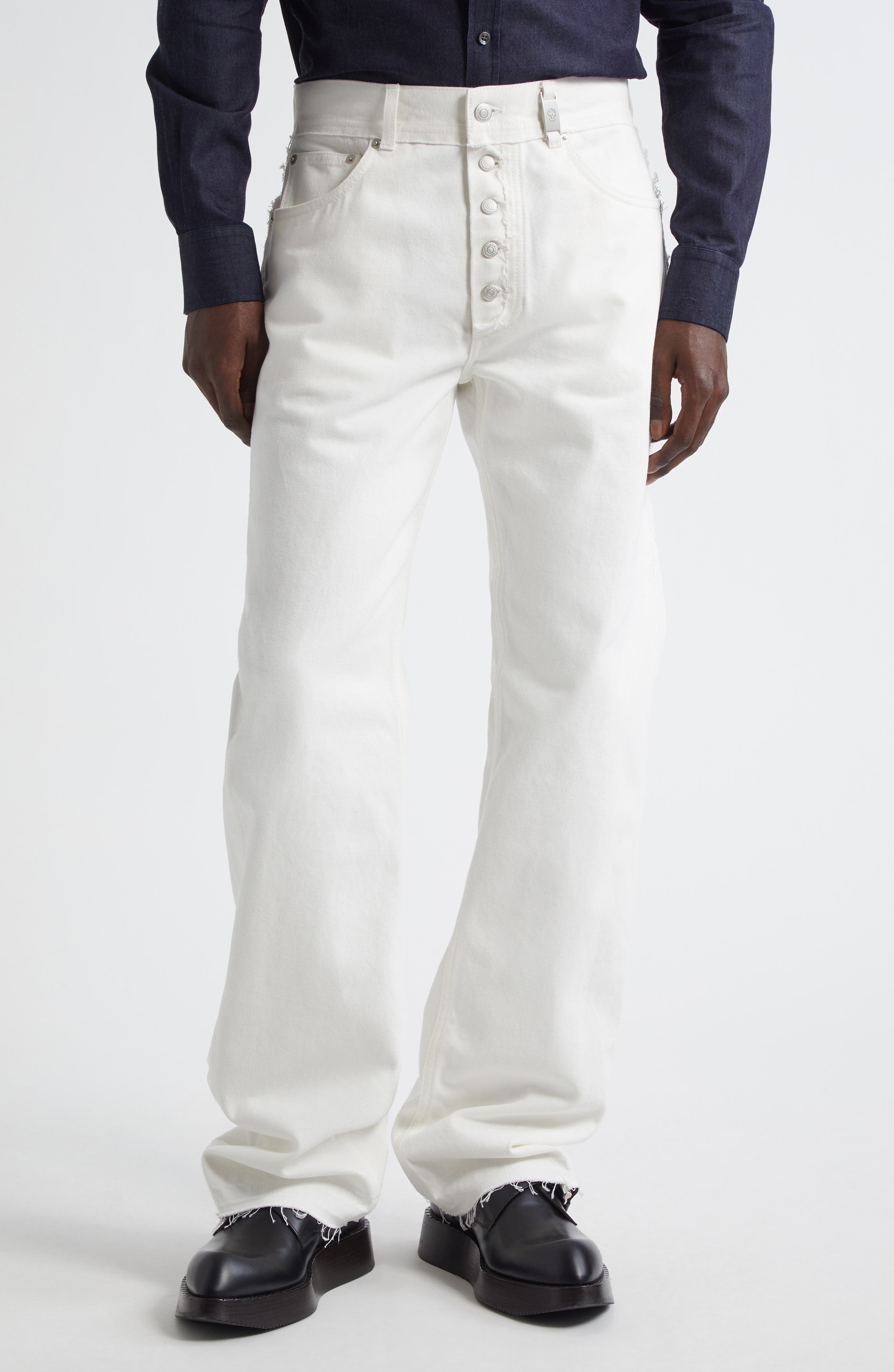 McQueen Straight Leg Jeans in Optical White at Nordstrom - 1