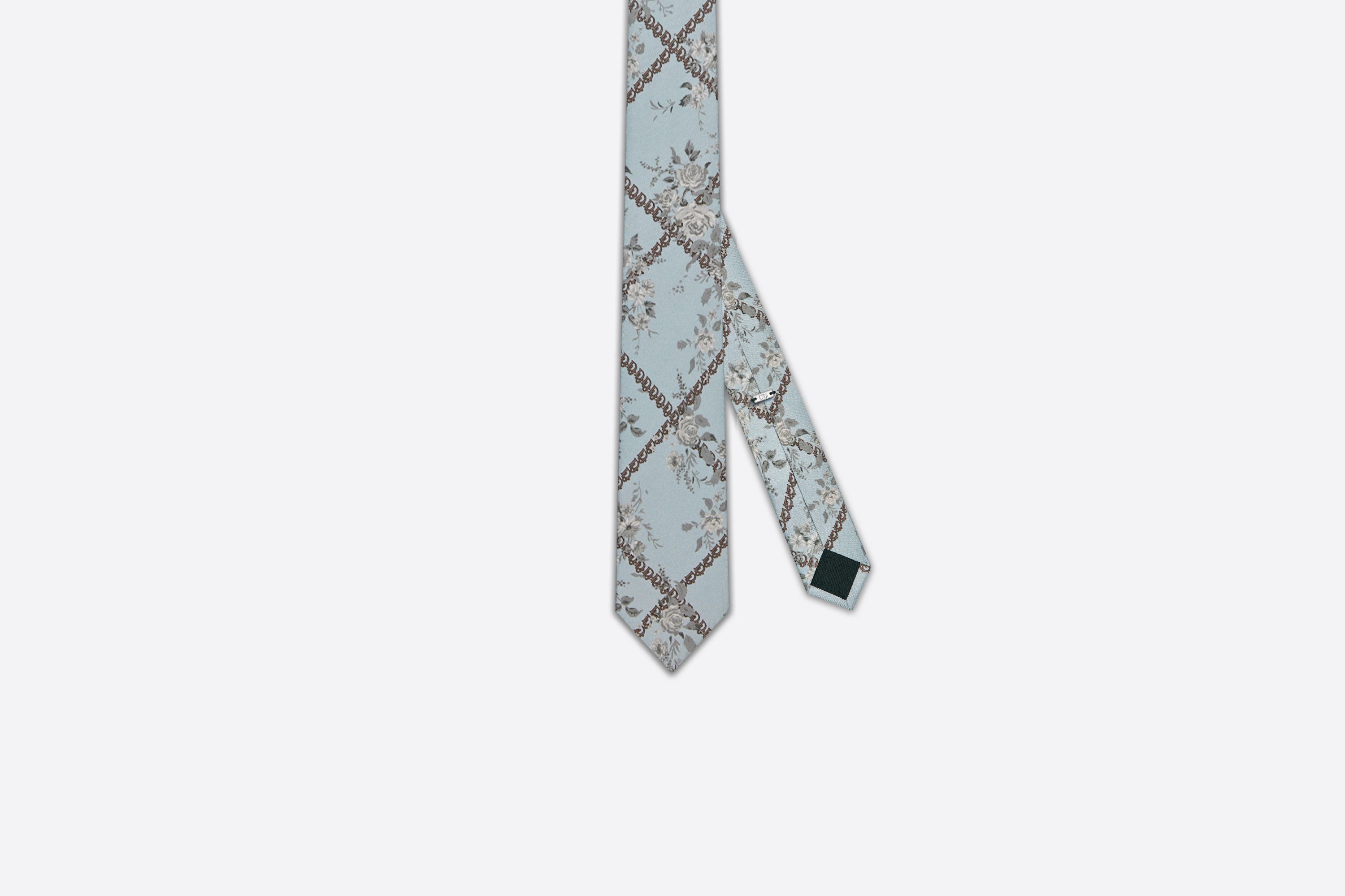 Dior Oblique Tie with Flowers - 1