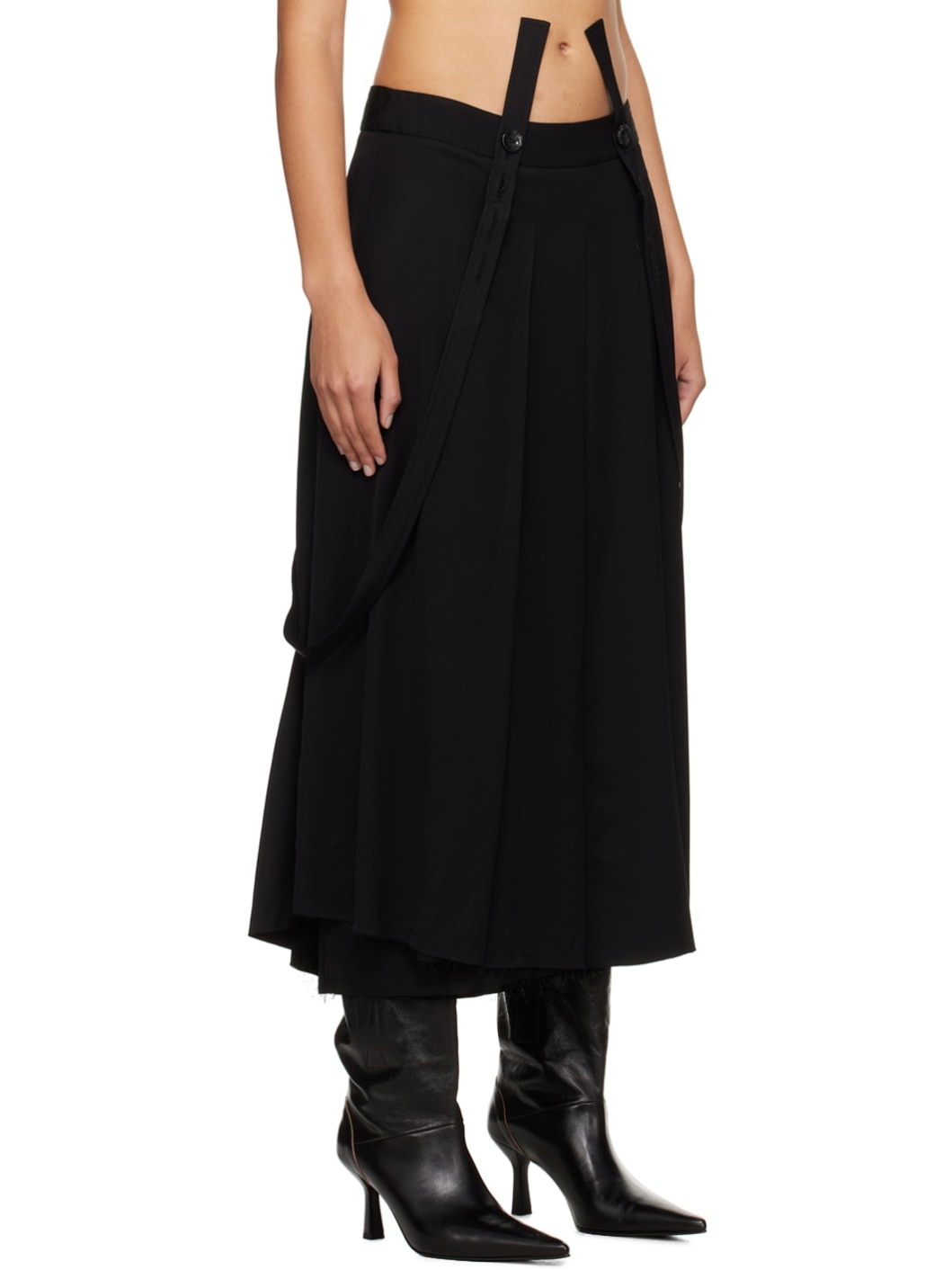 Black Pleated Midi Skirt - 2