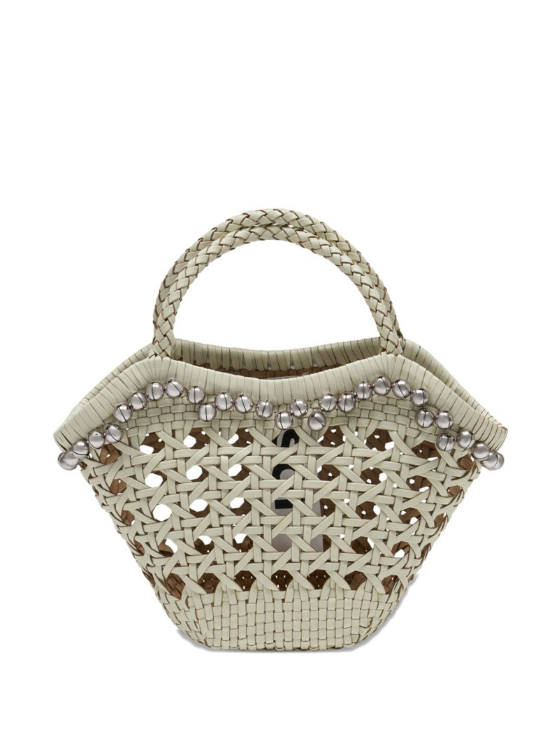Lip braided-handle tote bag 1