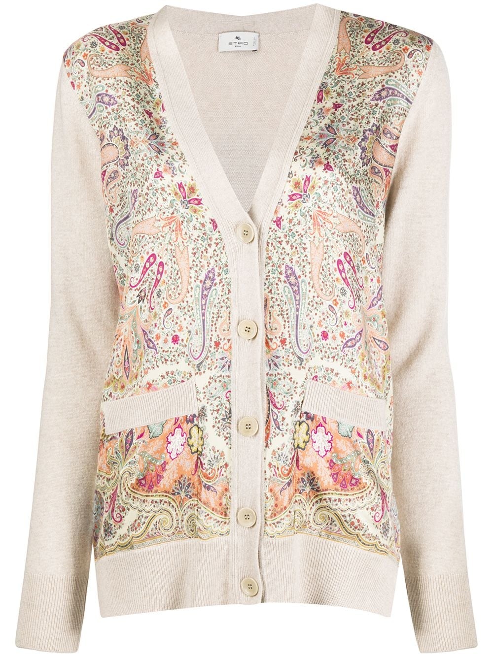 paisley print fine knit cardigan - 1