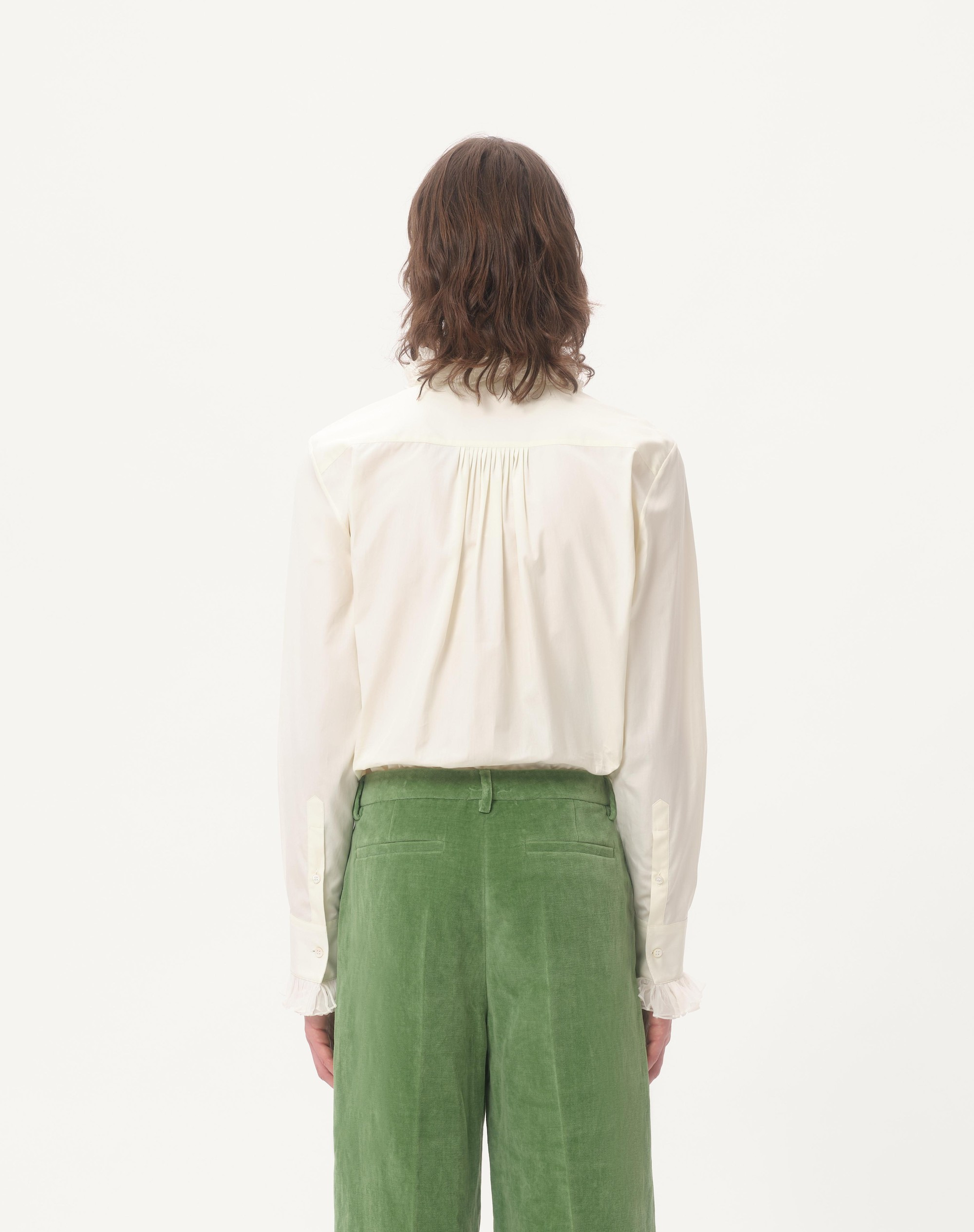 COTTON SHIRT WITH PLASTRON AND RUFFLES - 8