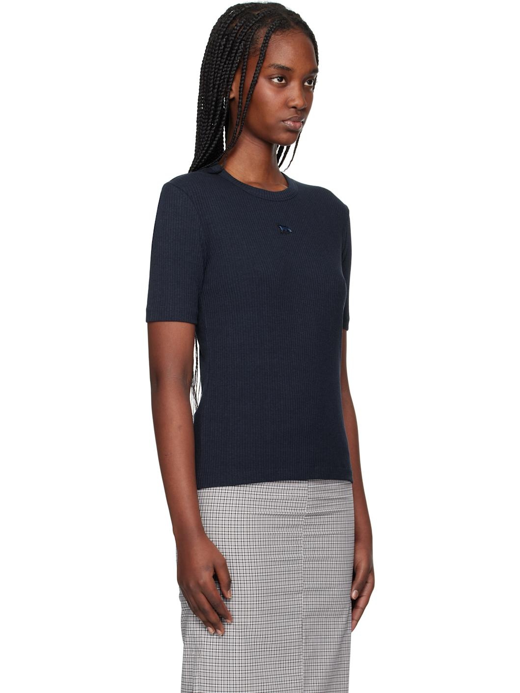 Blue Baby Fox Ribbed Fitted T-shirt - 2