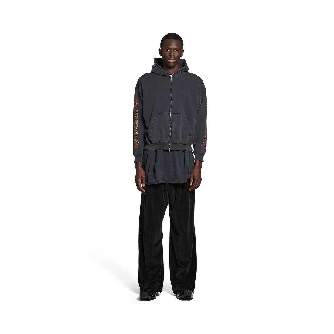 Offshore Zip-up Hoodie Medium Fit in Black Faded - 2