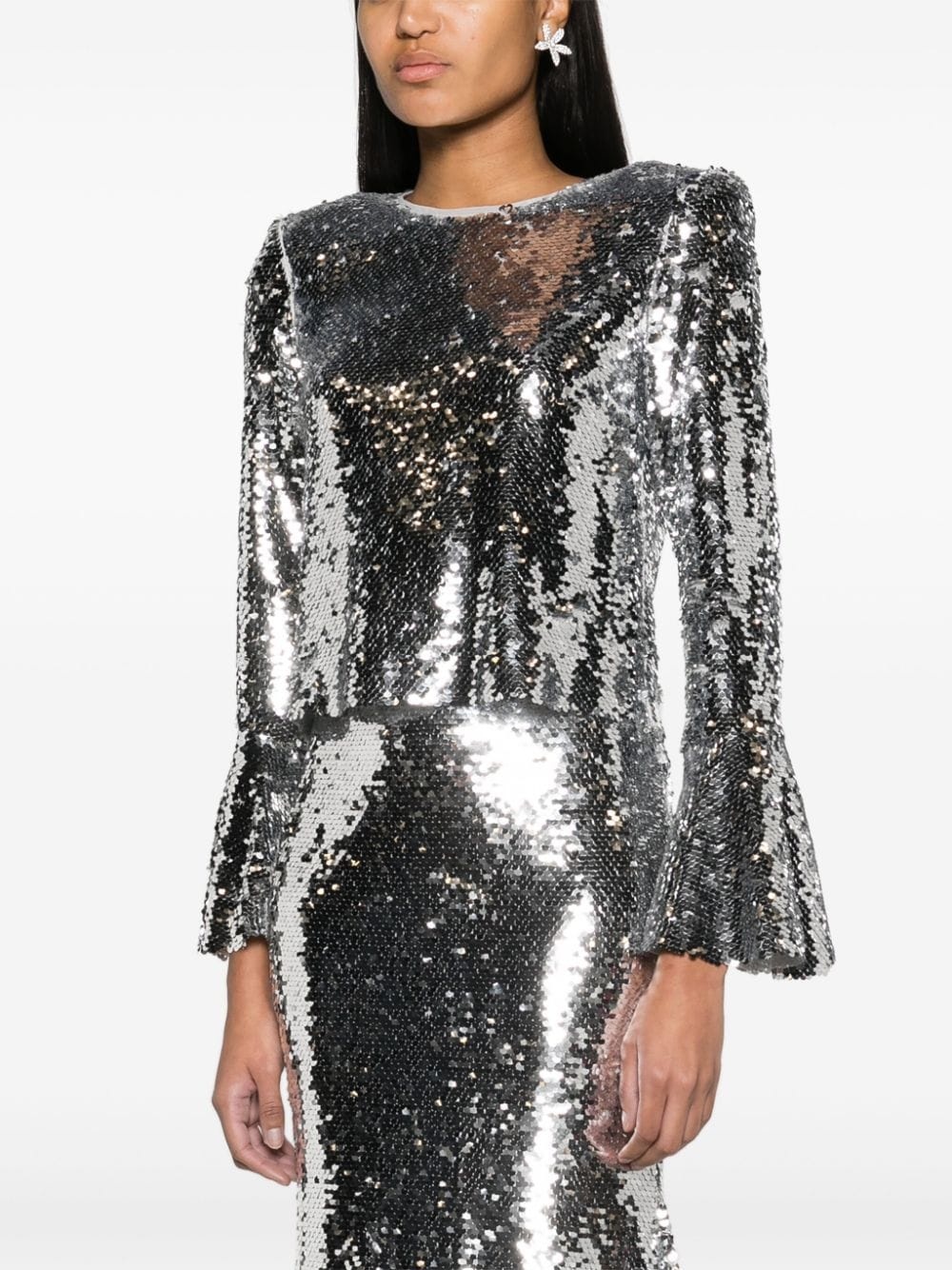 sequin-embellished mesh top - 4