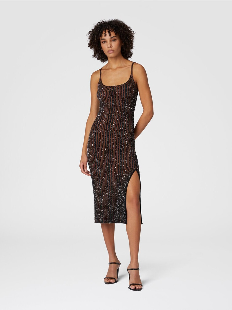 Missoni Sleeveless ribbed midi dress with sequins and slit outlook
