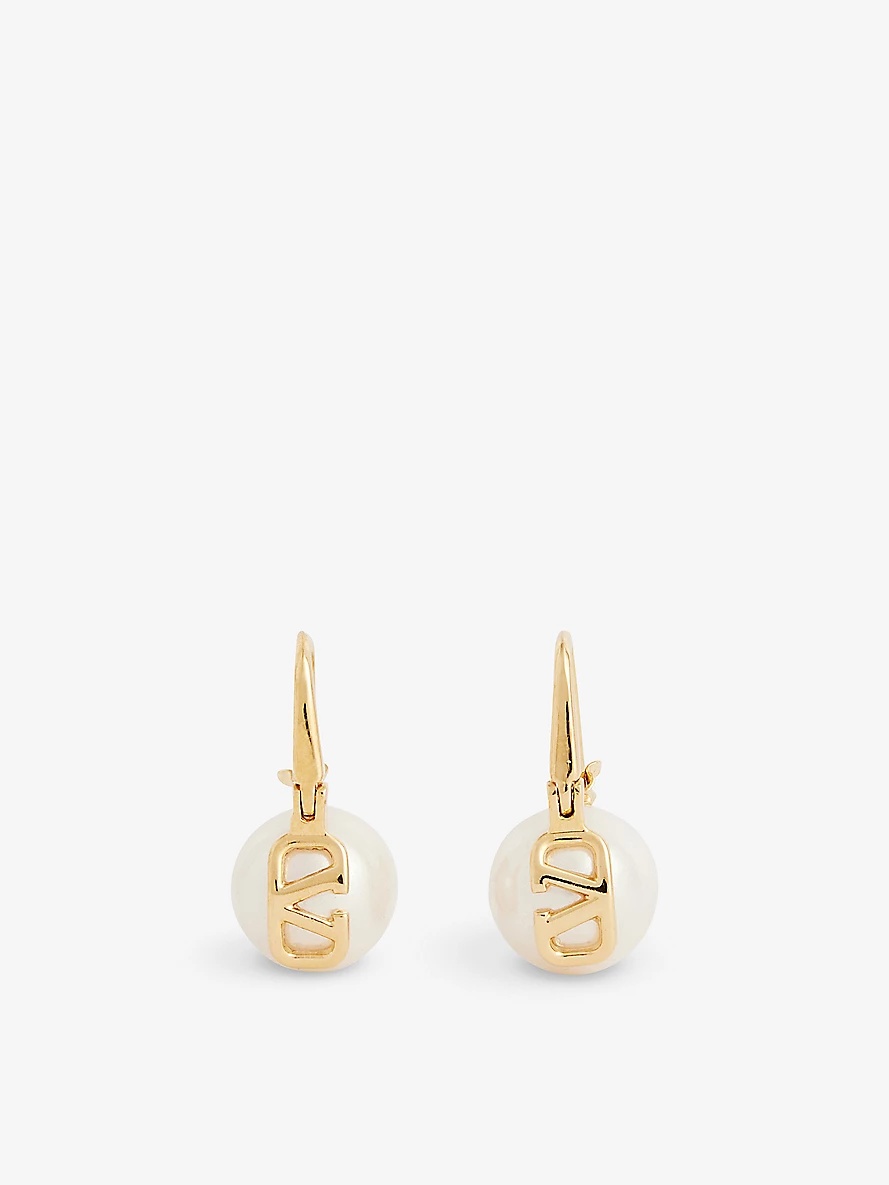 VLOGO gold-toned brass and pearl drop earrings - 3
