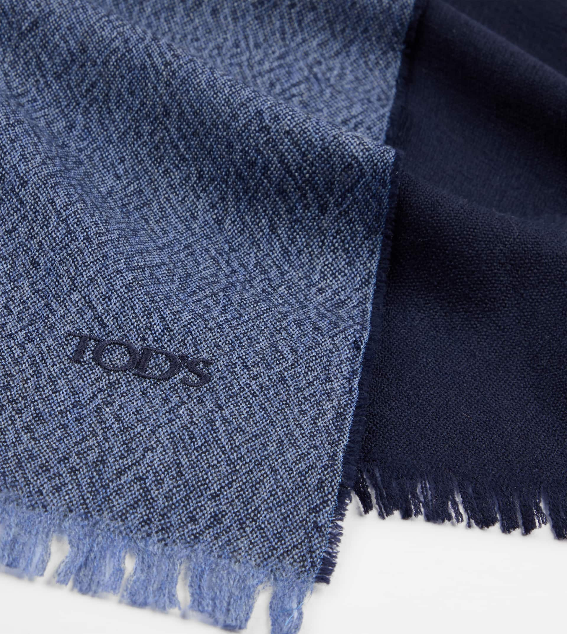 CASHMERE BLEND GAUZED SCARF - BLUE - 2