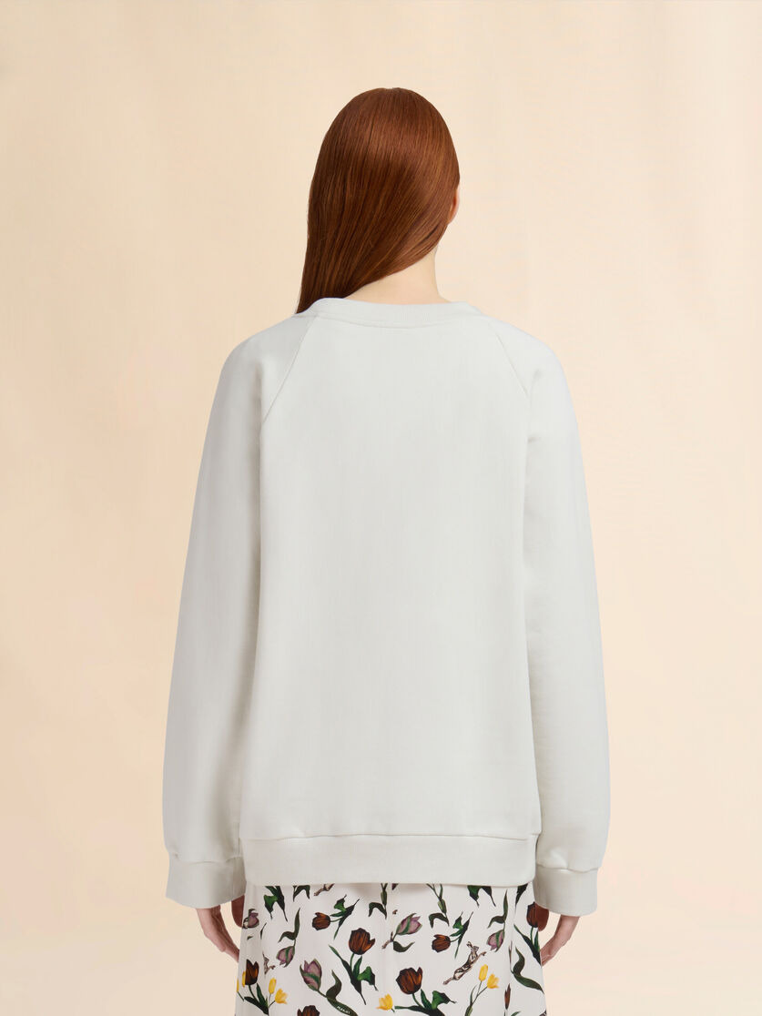 OFF-WHITE COTTON SWEATSHIRT WITH TULIP PRINT - 3